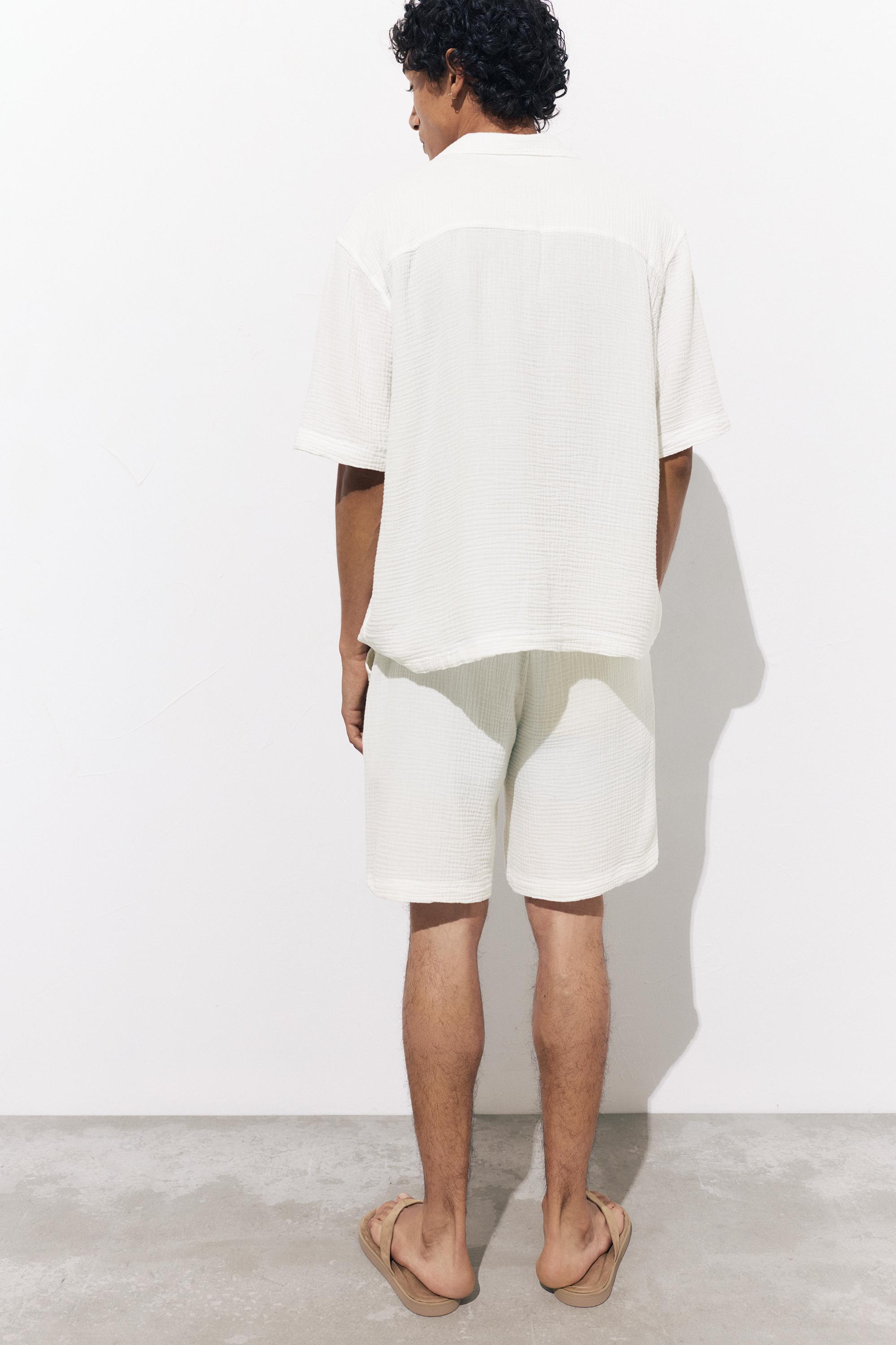 Short sleeve crepe shirt — White