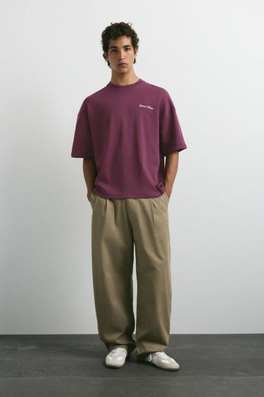 Short sleeve sweatshirt with roses — Wine 4