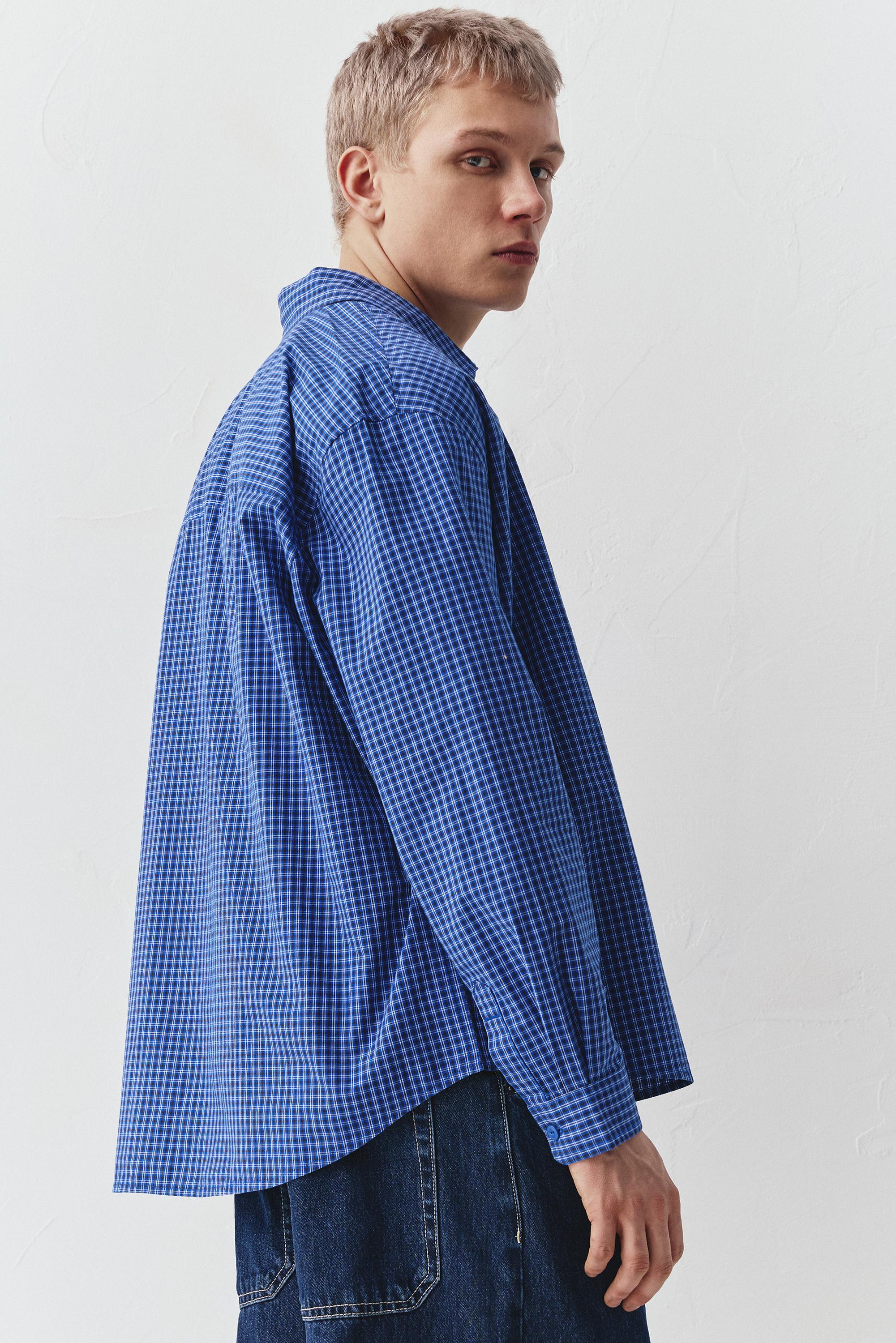 Long sleeve check shirt — Blue