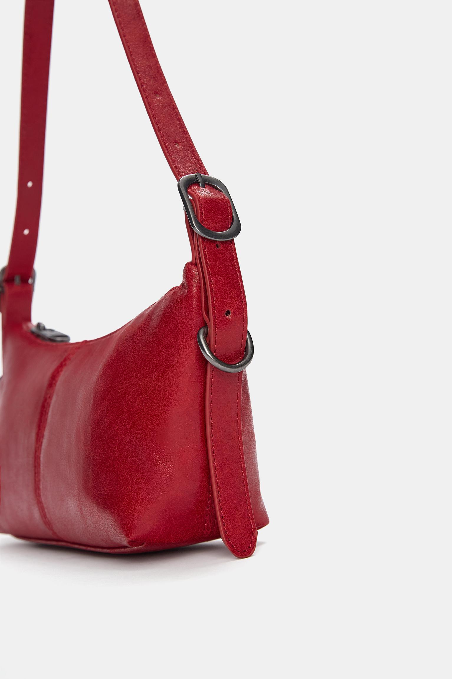 Red Leather Shoulder store Bag