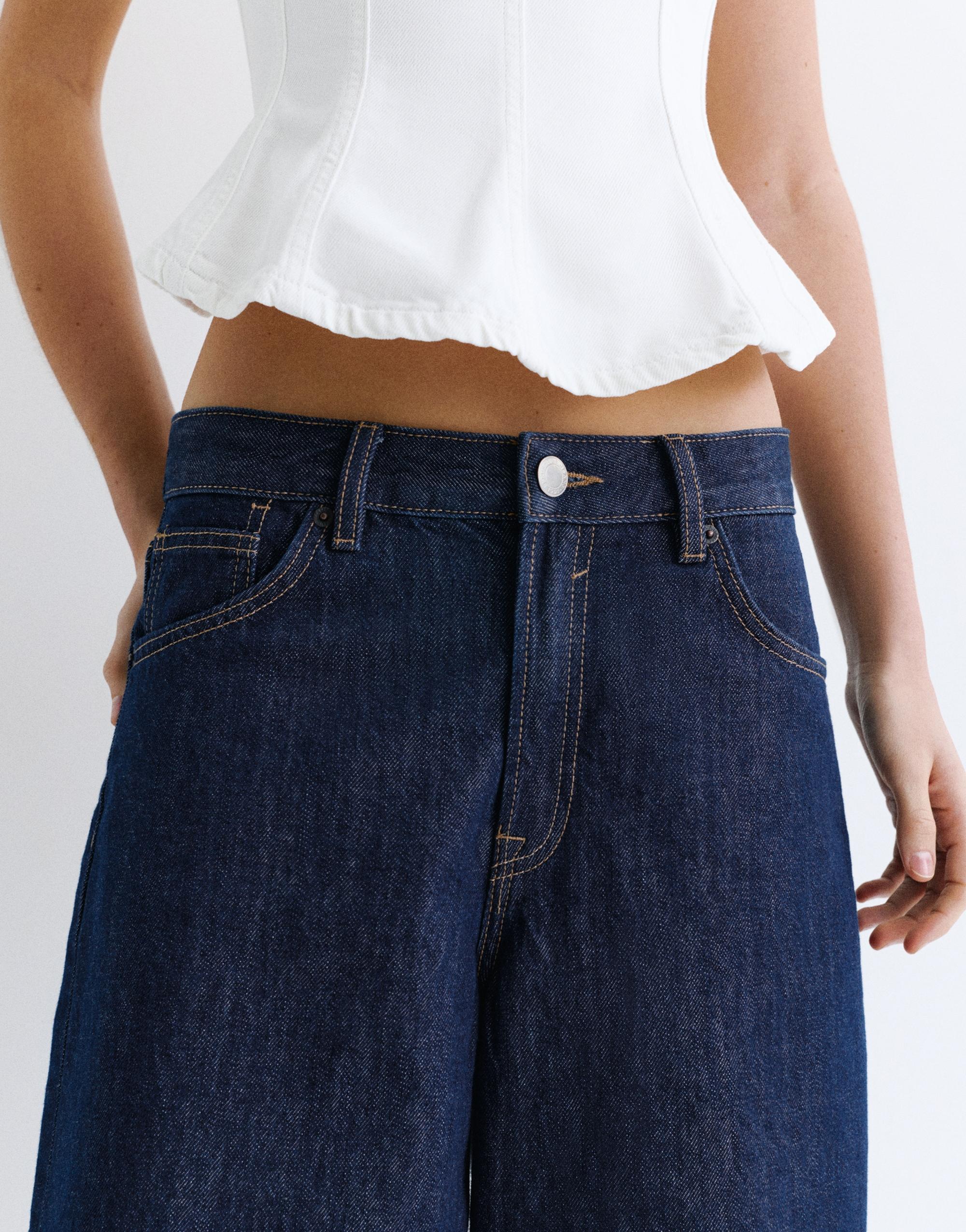 Düşük bel denim şort - Görsel 11