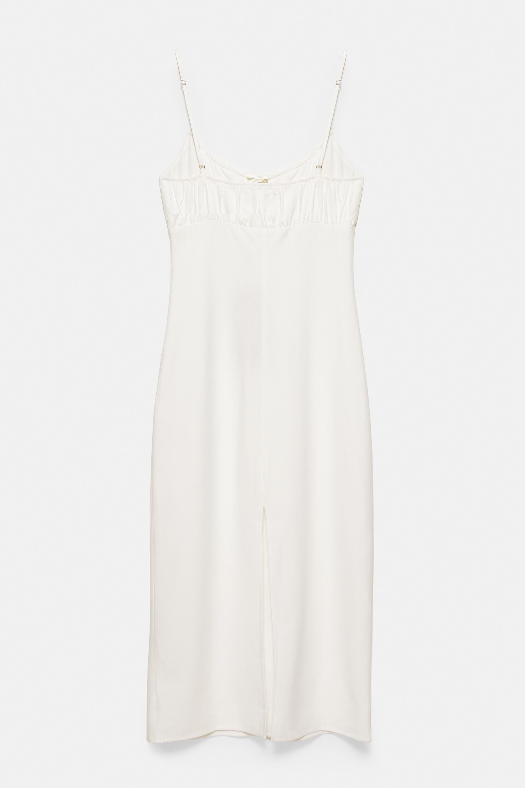 Linen blend midi dress — Ice