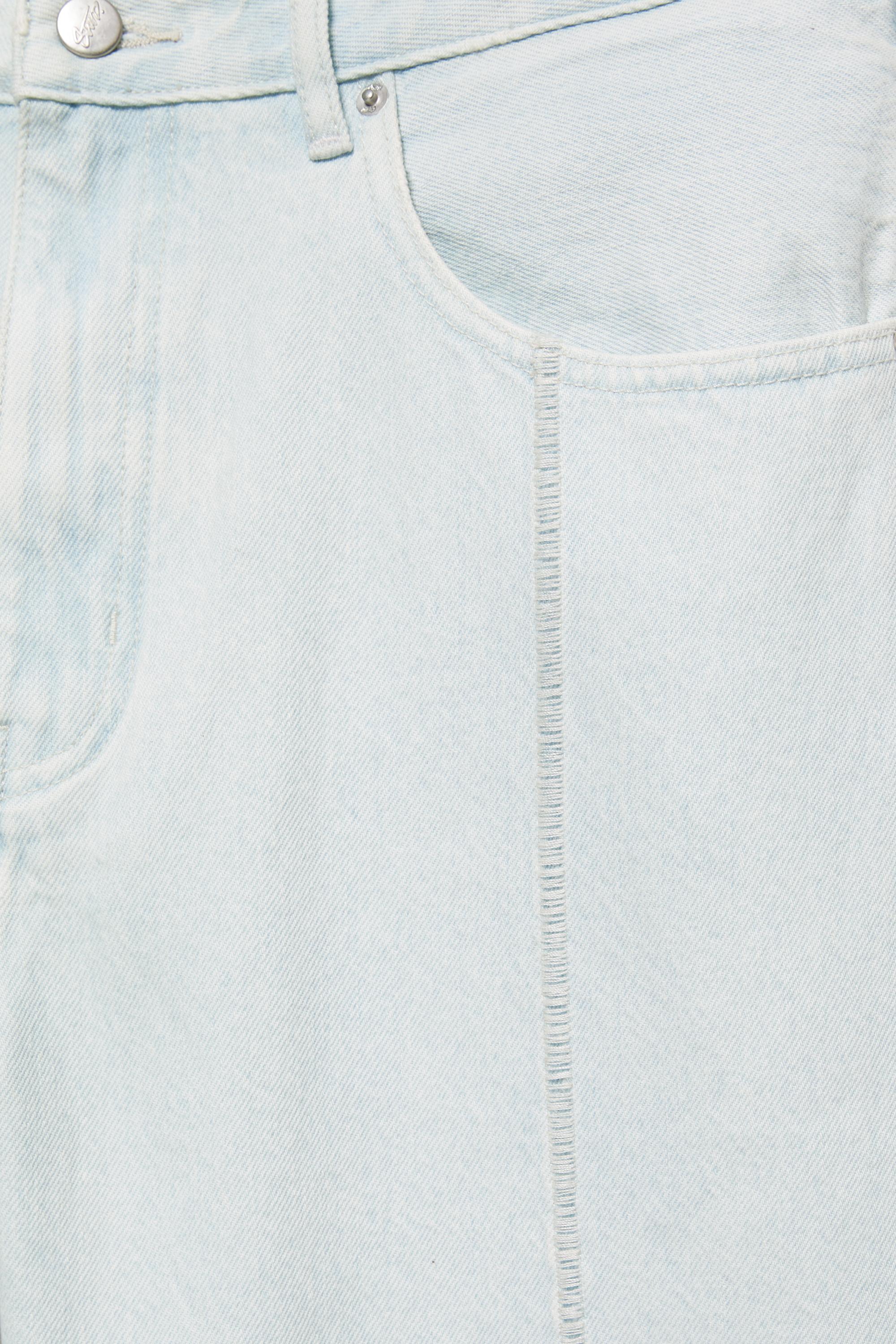 Baggy denim Bermuda shorts with seam detail — Pale indigo