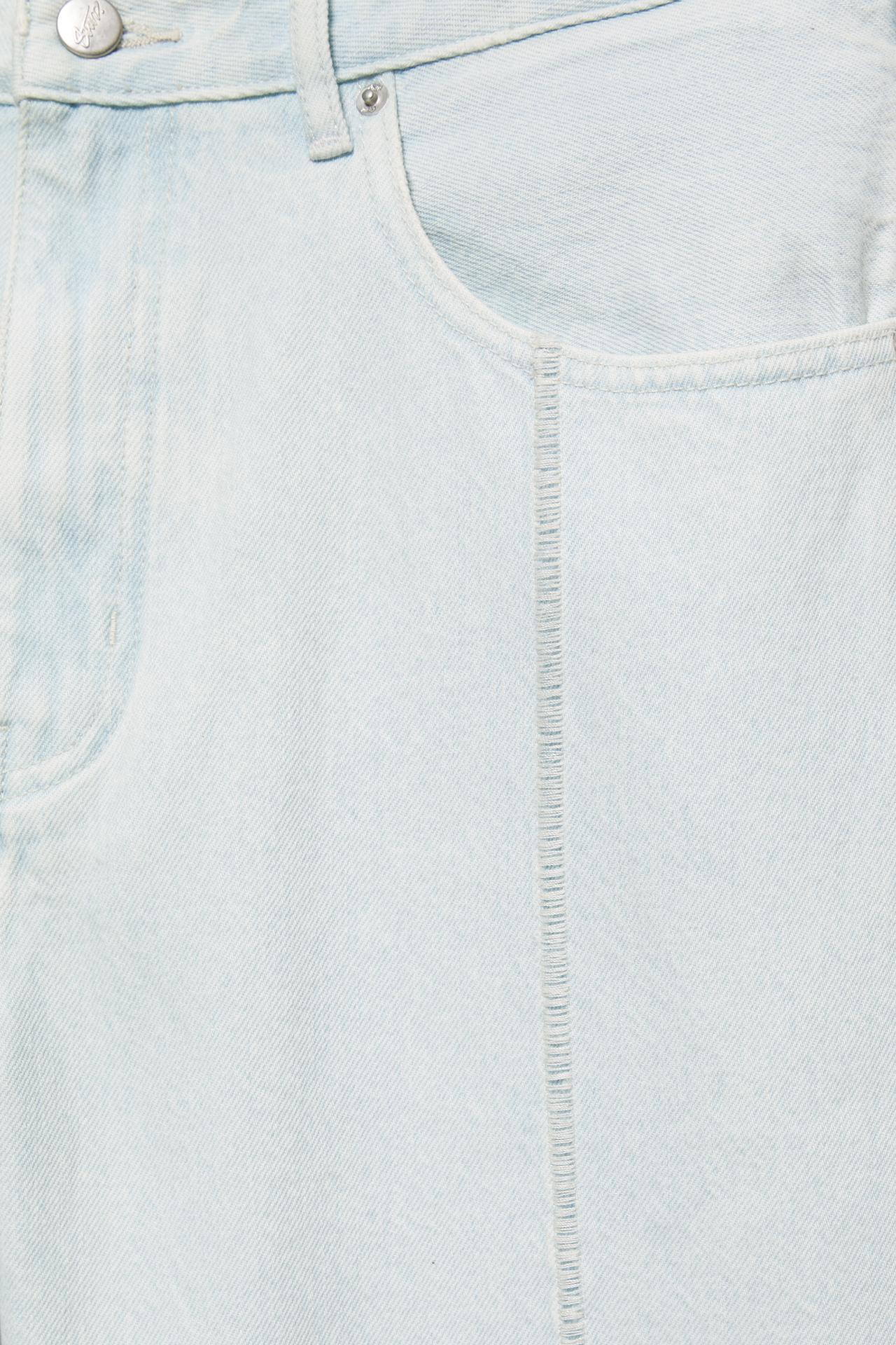 Baggy denim Bermuda shorts with seam detail — Pale indigo