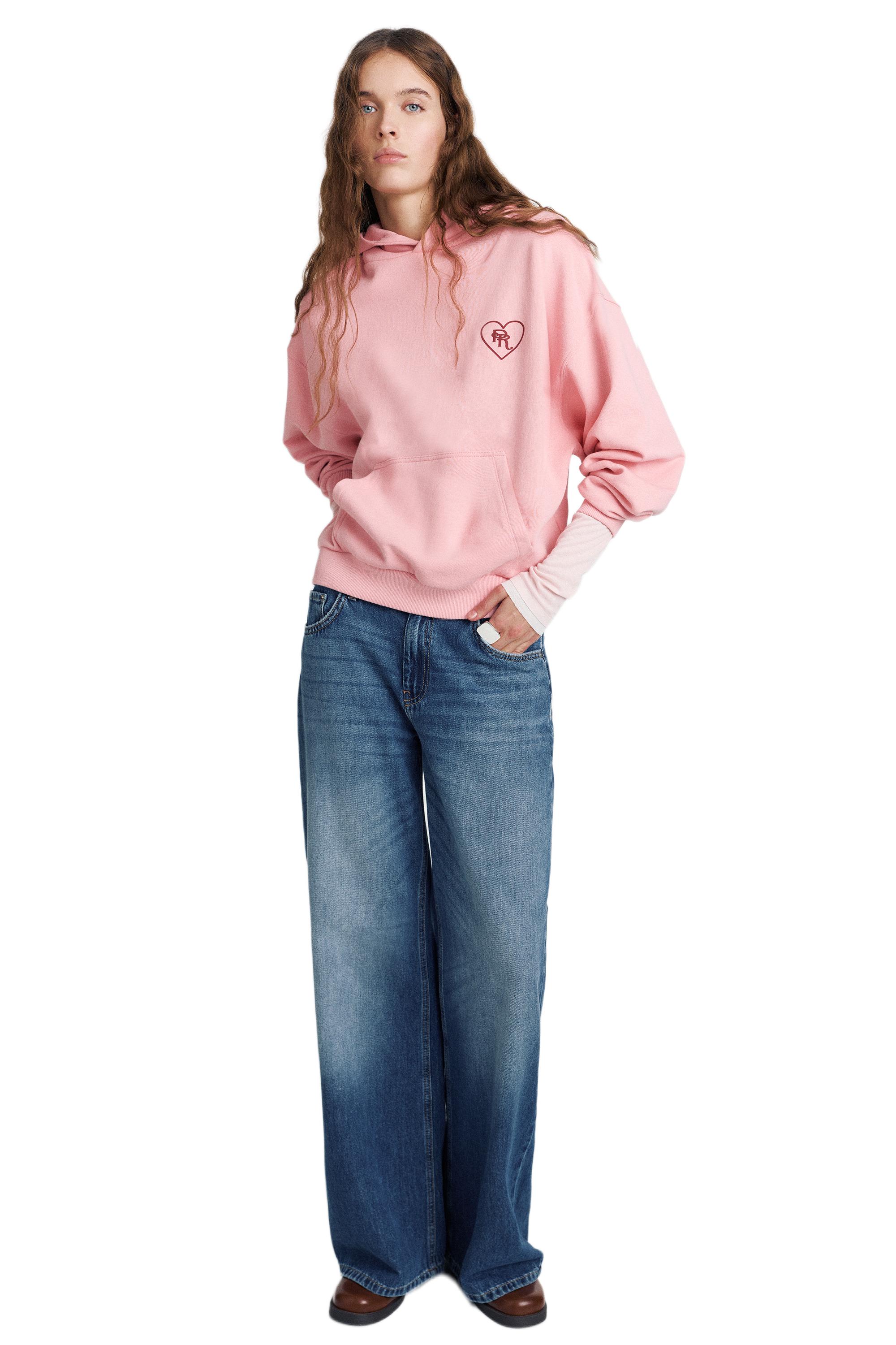 Kalp grafik baskılı kapüşonlu sweatshirt - Görsel 15