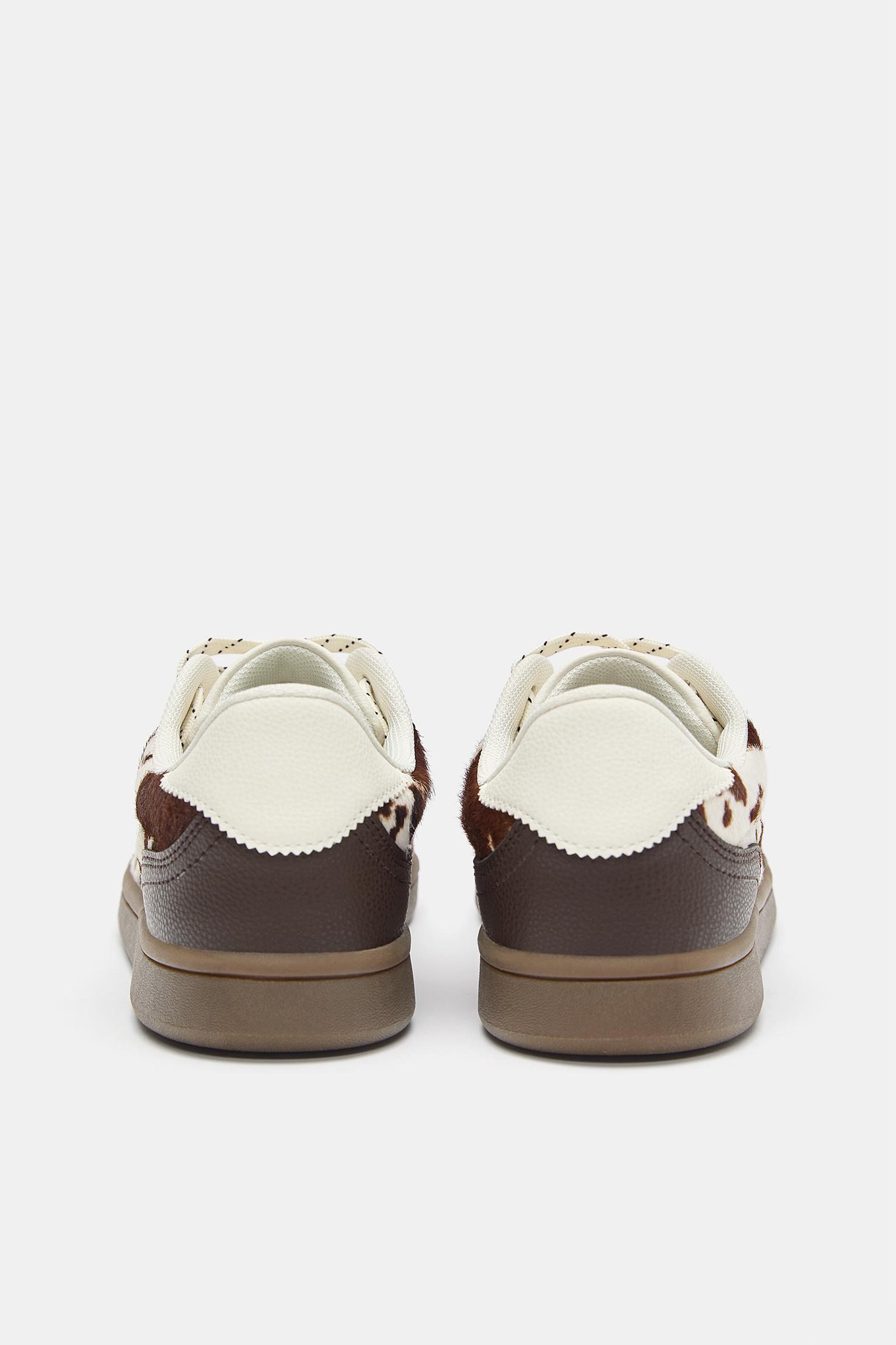Cow print leather trainers — Contrast