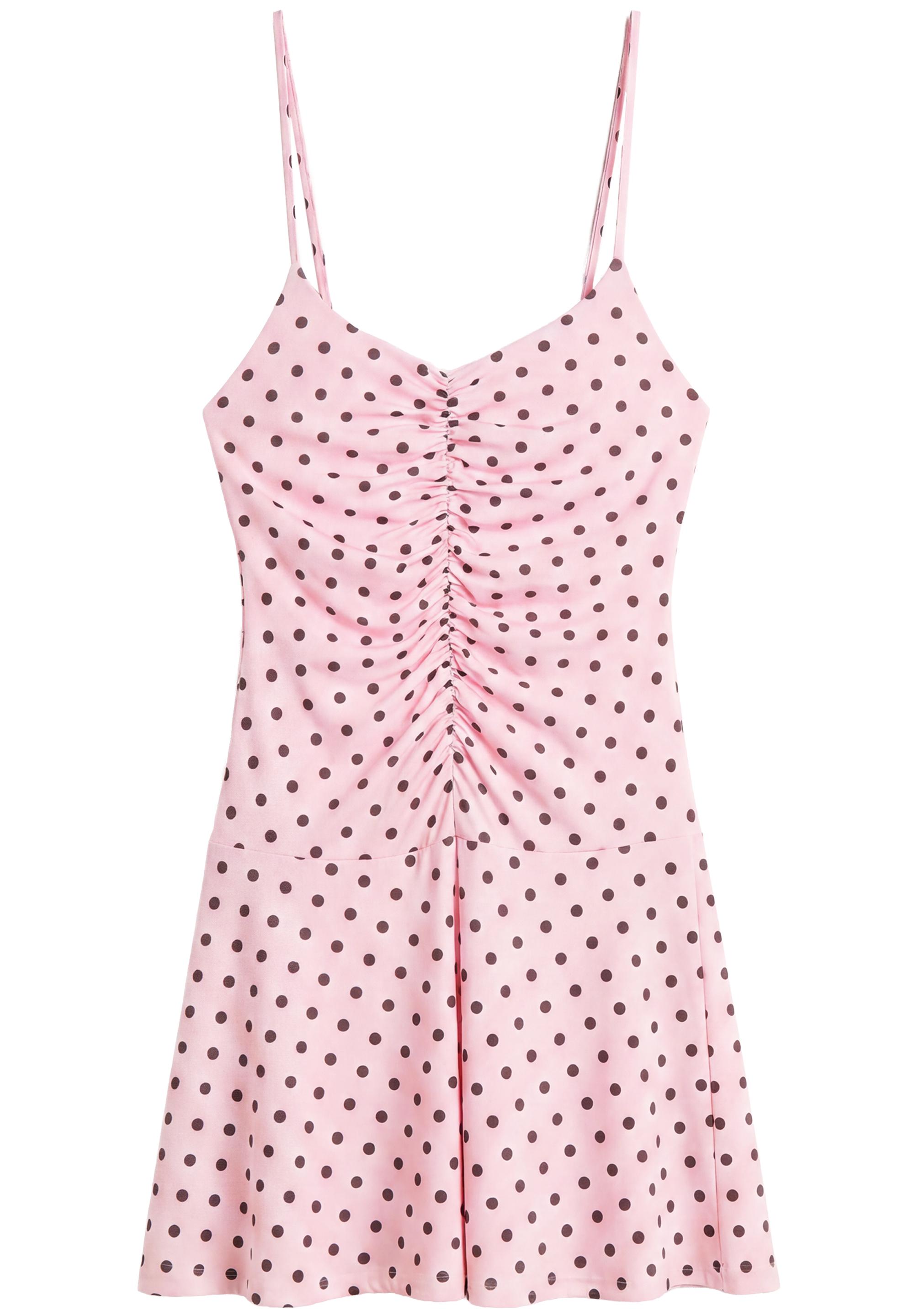 Short strappy gathered dress — Pink