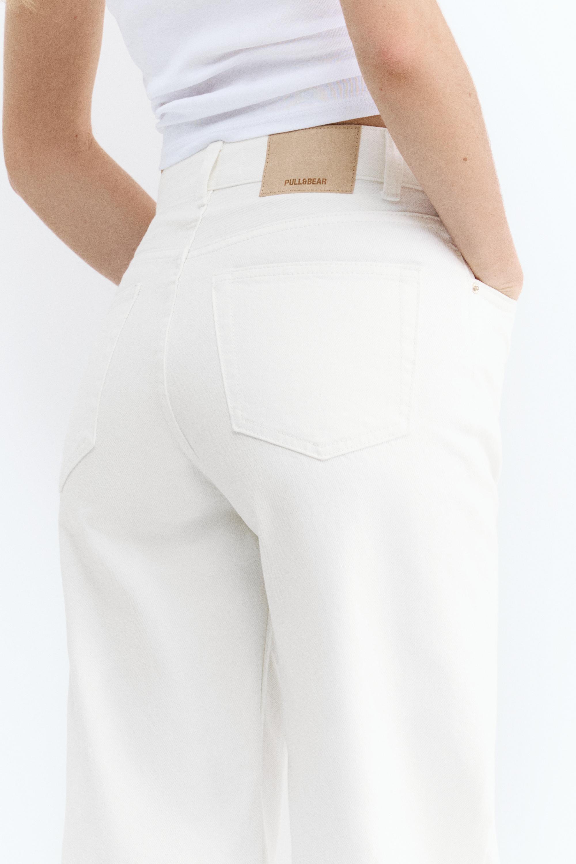 High-waist wide straight-leg jeans — White-t