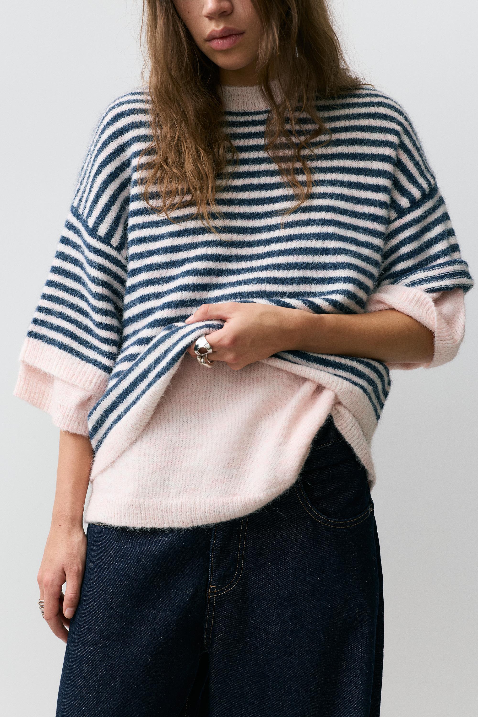 Boxy-Pullover Mit Kurzen Ärmeln