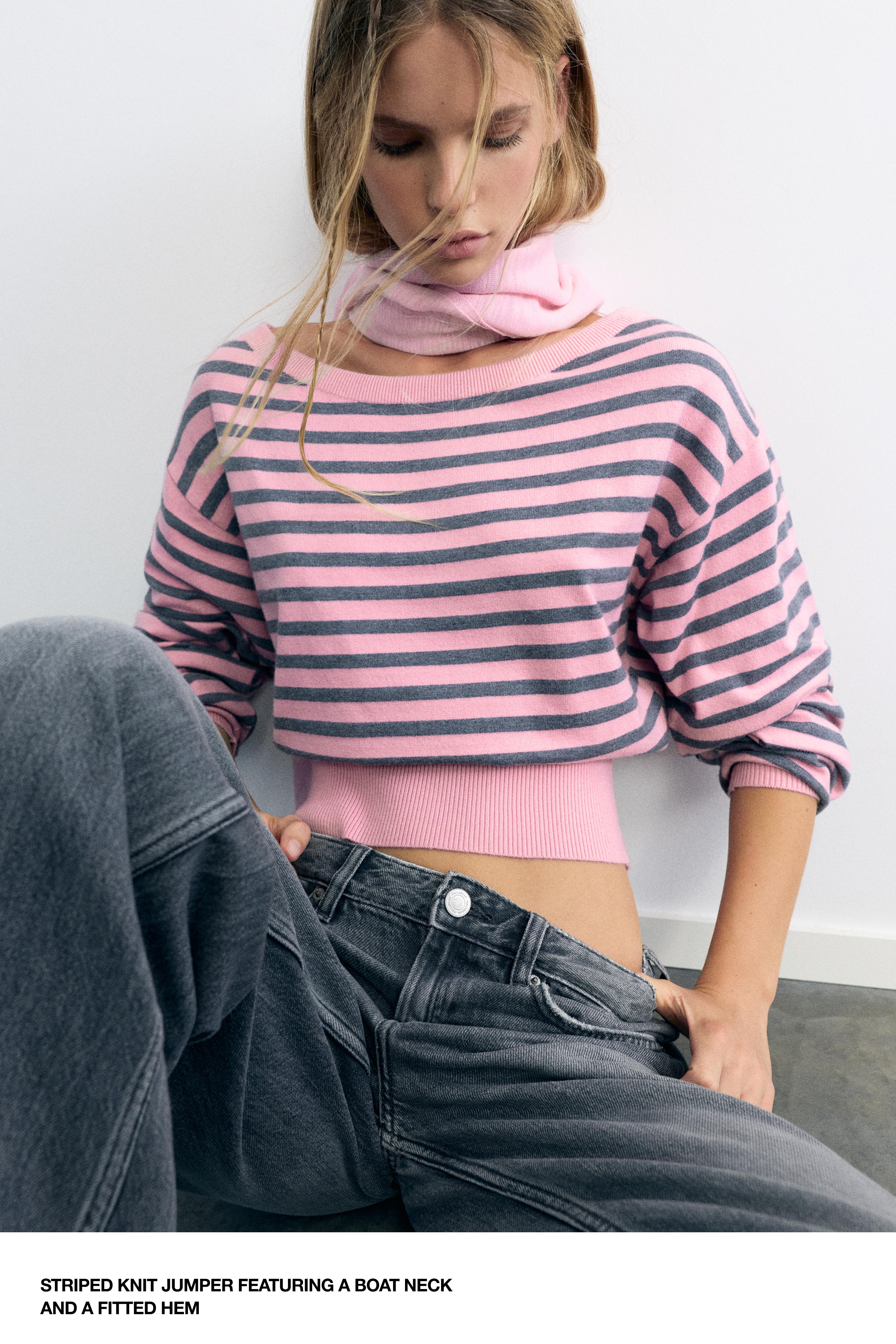 Asymmetric neck jumper — Pink