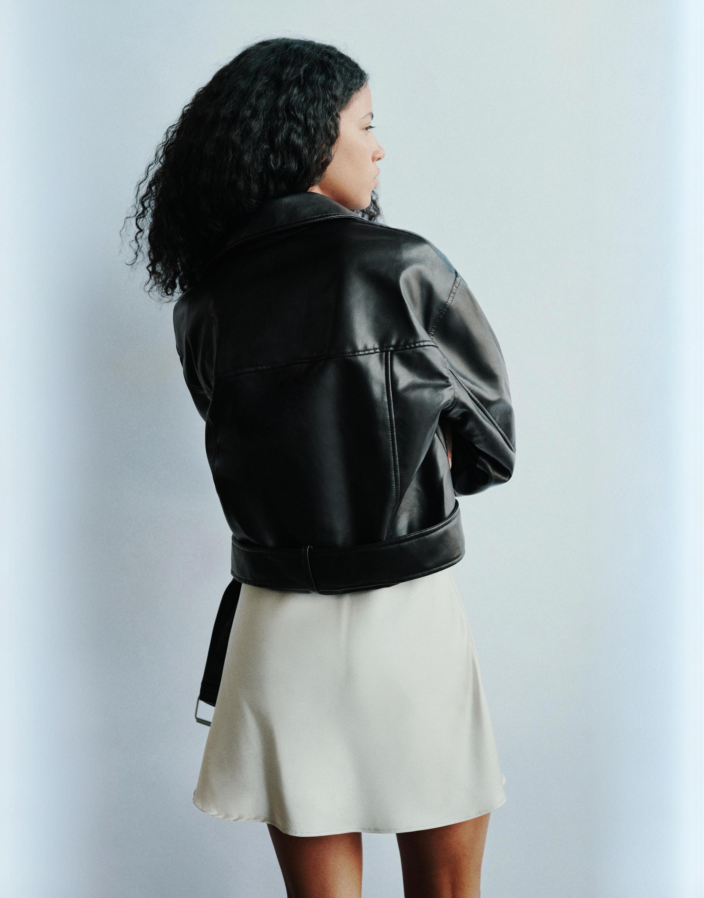 Leather effect biker jacket — Black