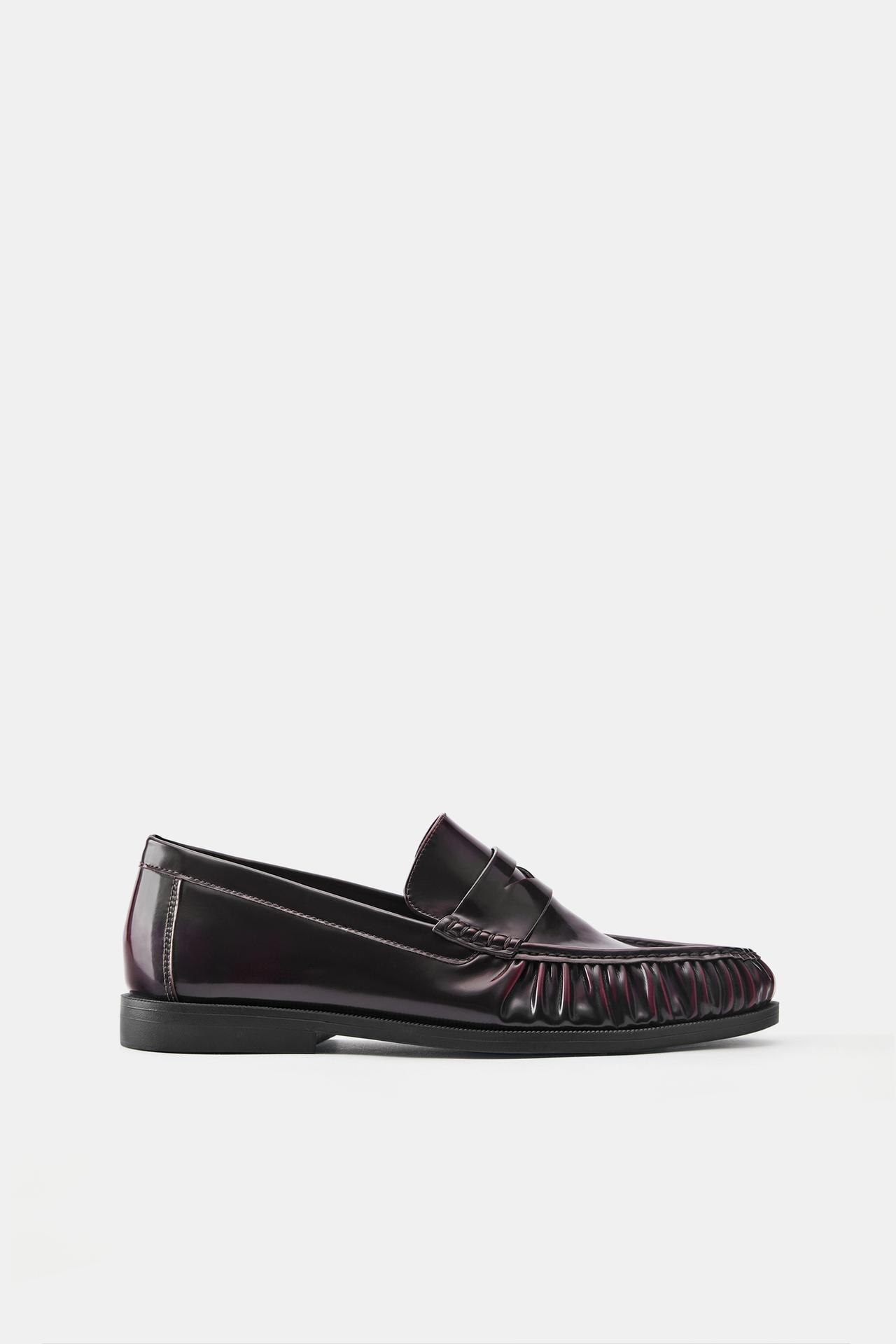 Gathered loafers — Maroon