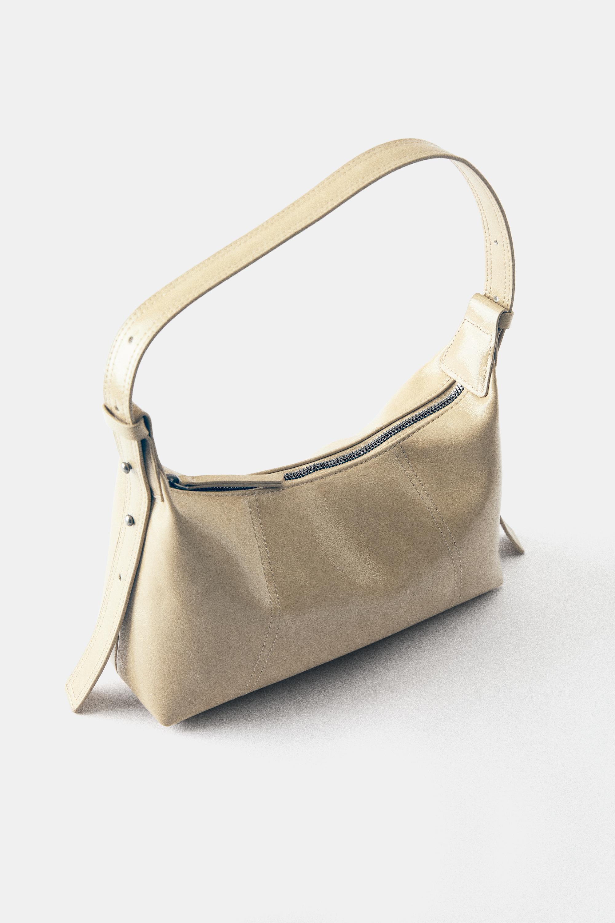 Crackled shoulder bag — Beige