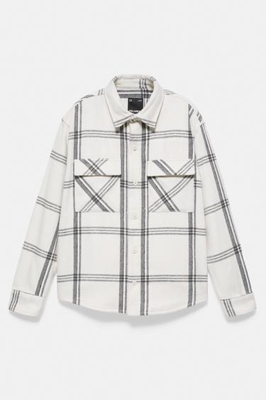 Checked long sleeve overshirt — Off white 5