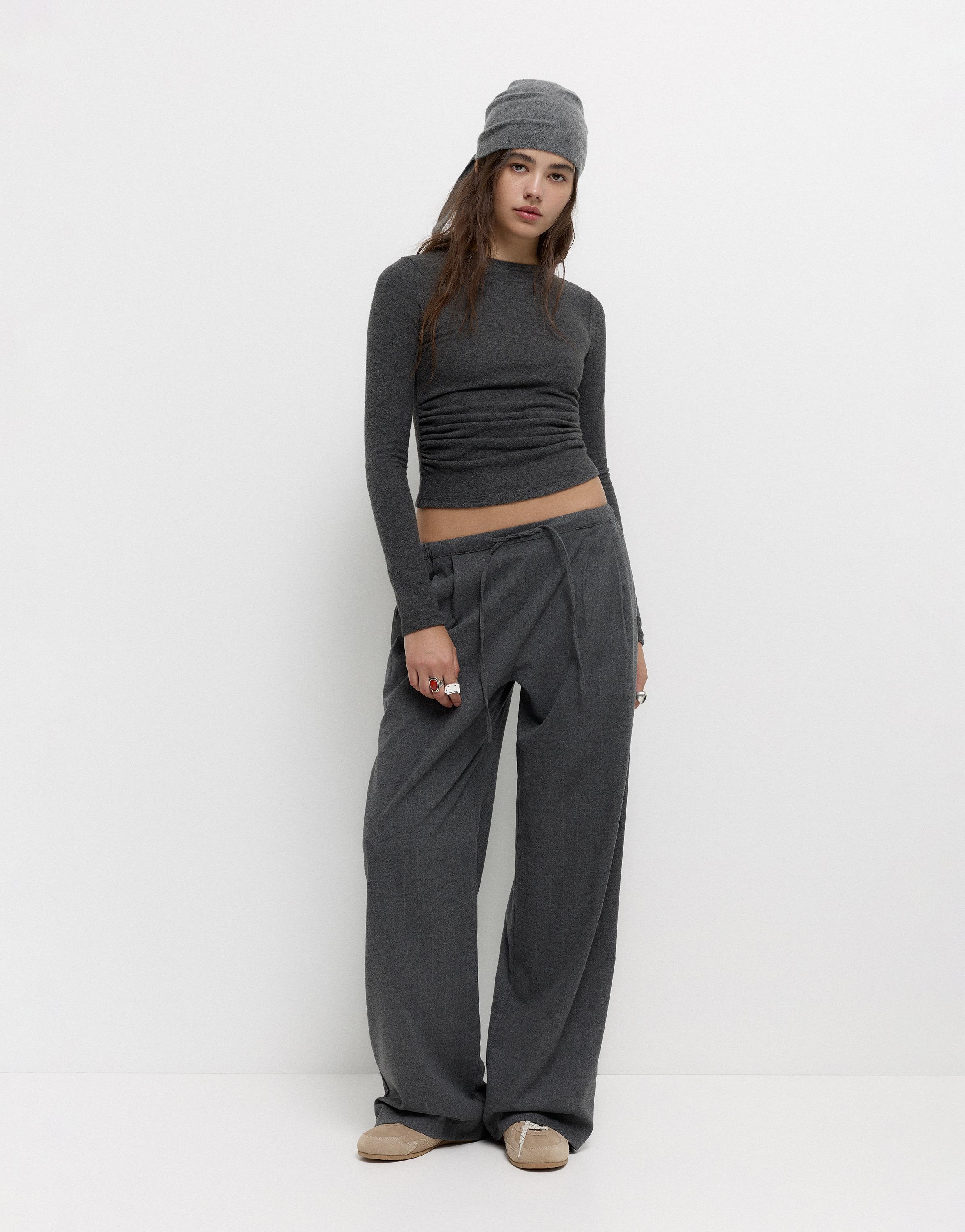 Büzgülü yumuşak dokulu tişört - Görsel 49