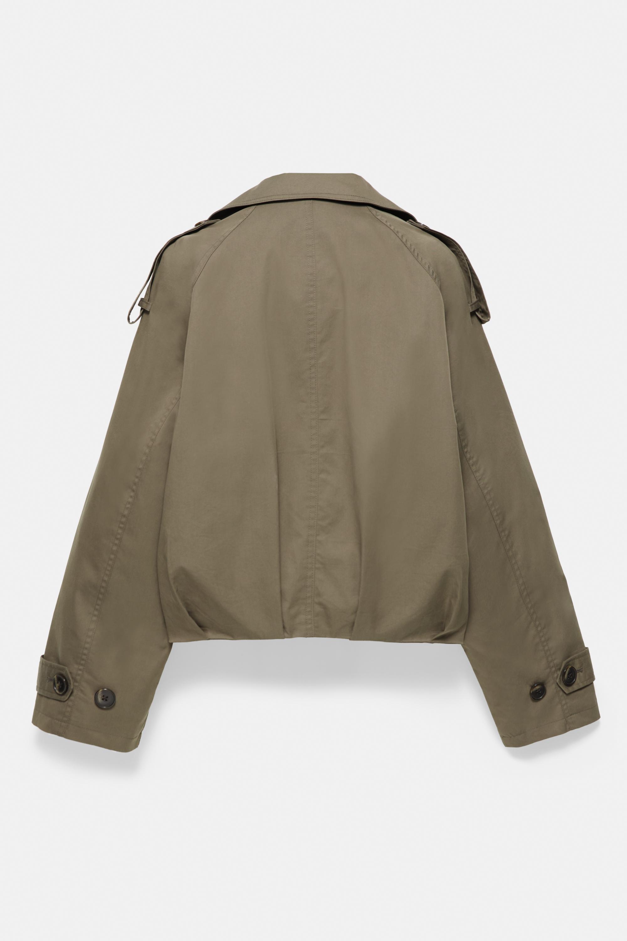 Balloon-fit short trench coat — Dark khaki