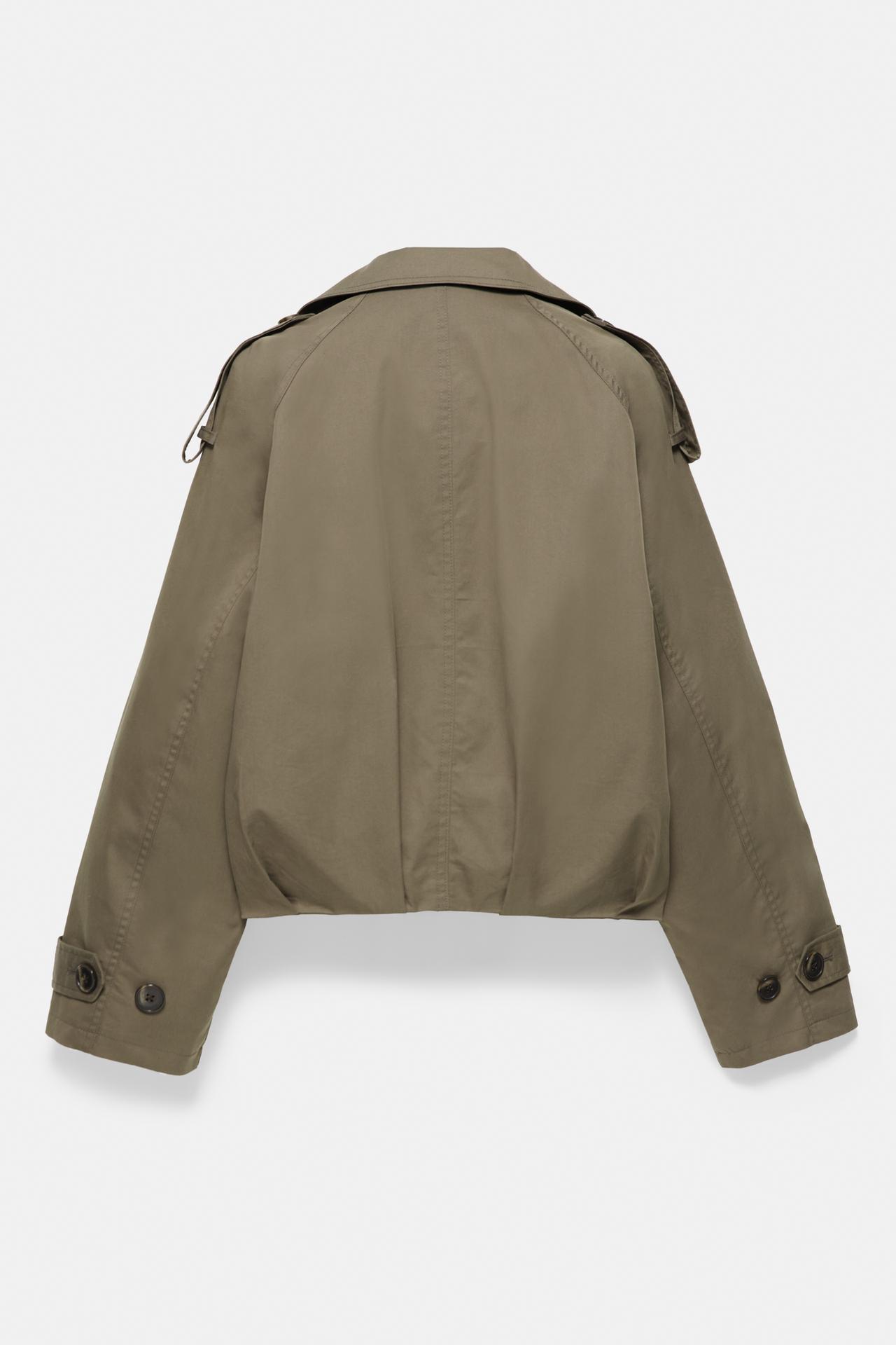 Balloon-fit short trench coat — Dark khaki