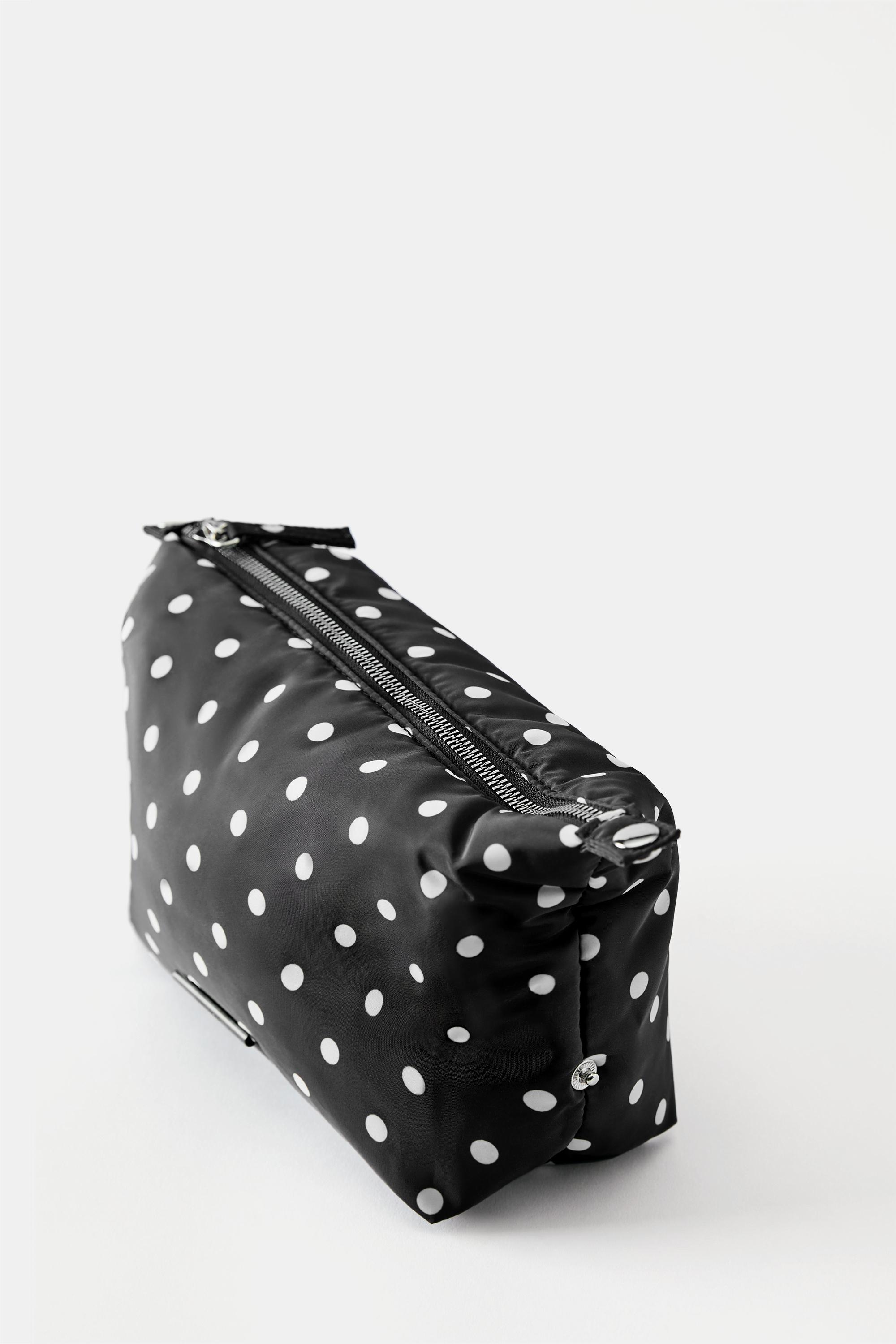 Polka dot nylon toiletry bag — Black