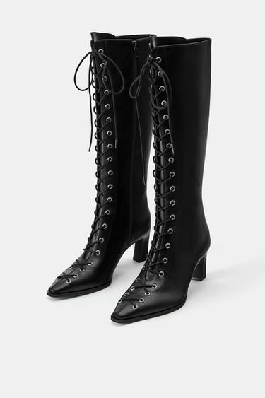 Lace-up knee-high boots — Black 3
