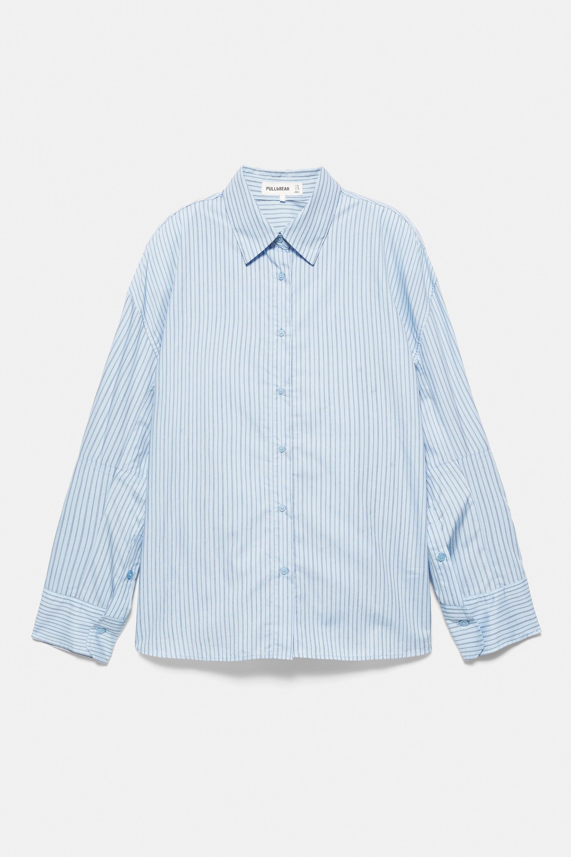 Gathered check shirt — Sky blue