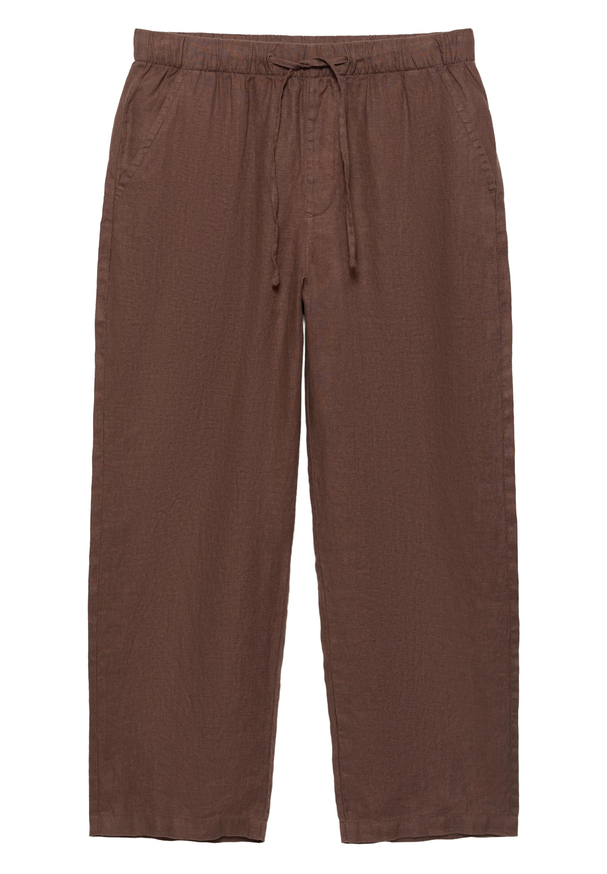100% linen jogger trousers — Brown