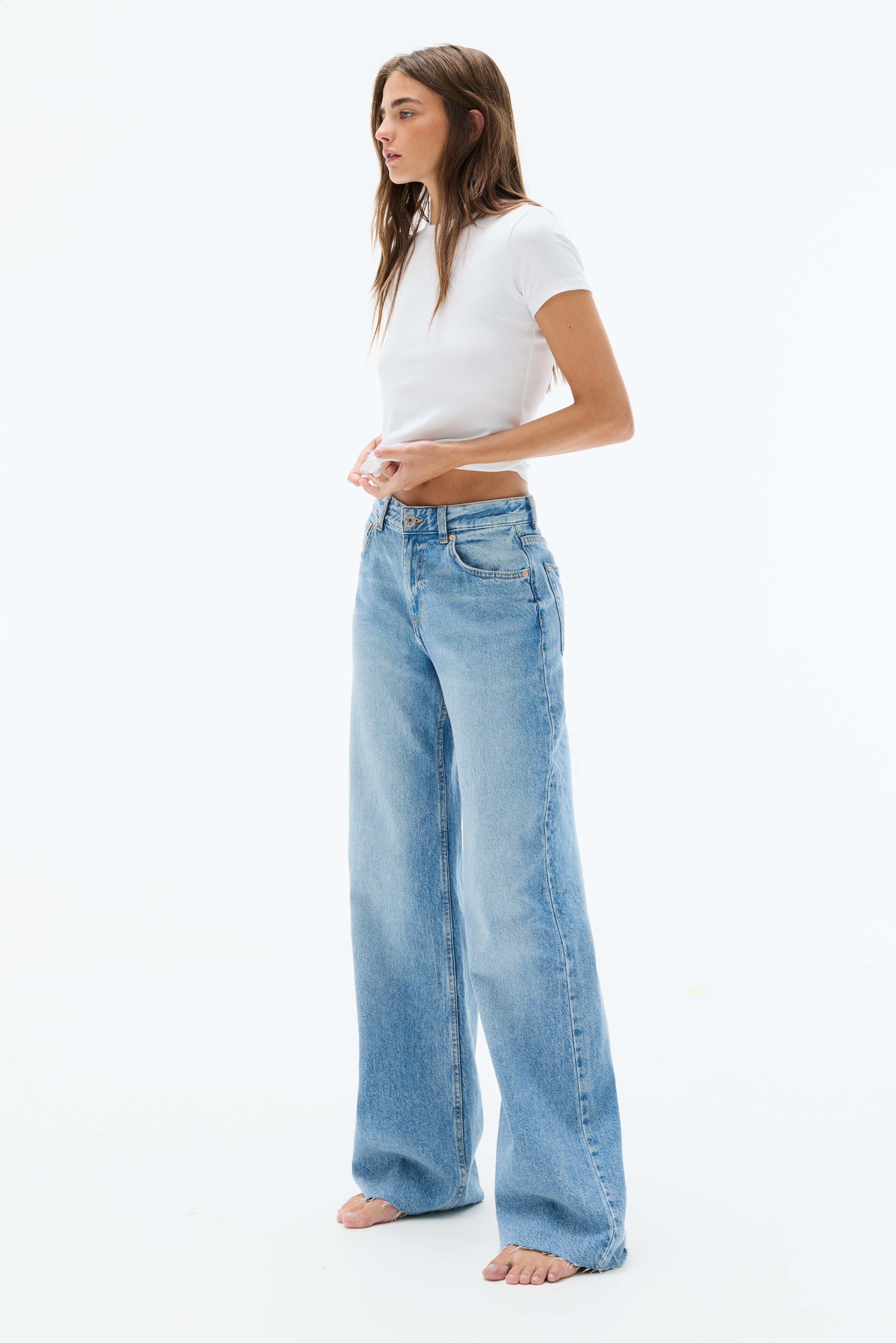 High-waist wide straight-leg jeans — Indigo