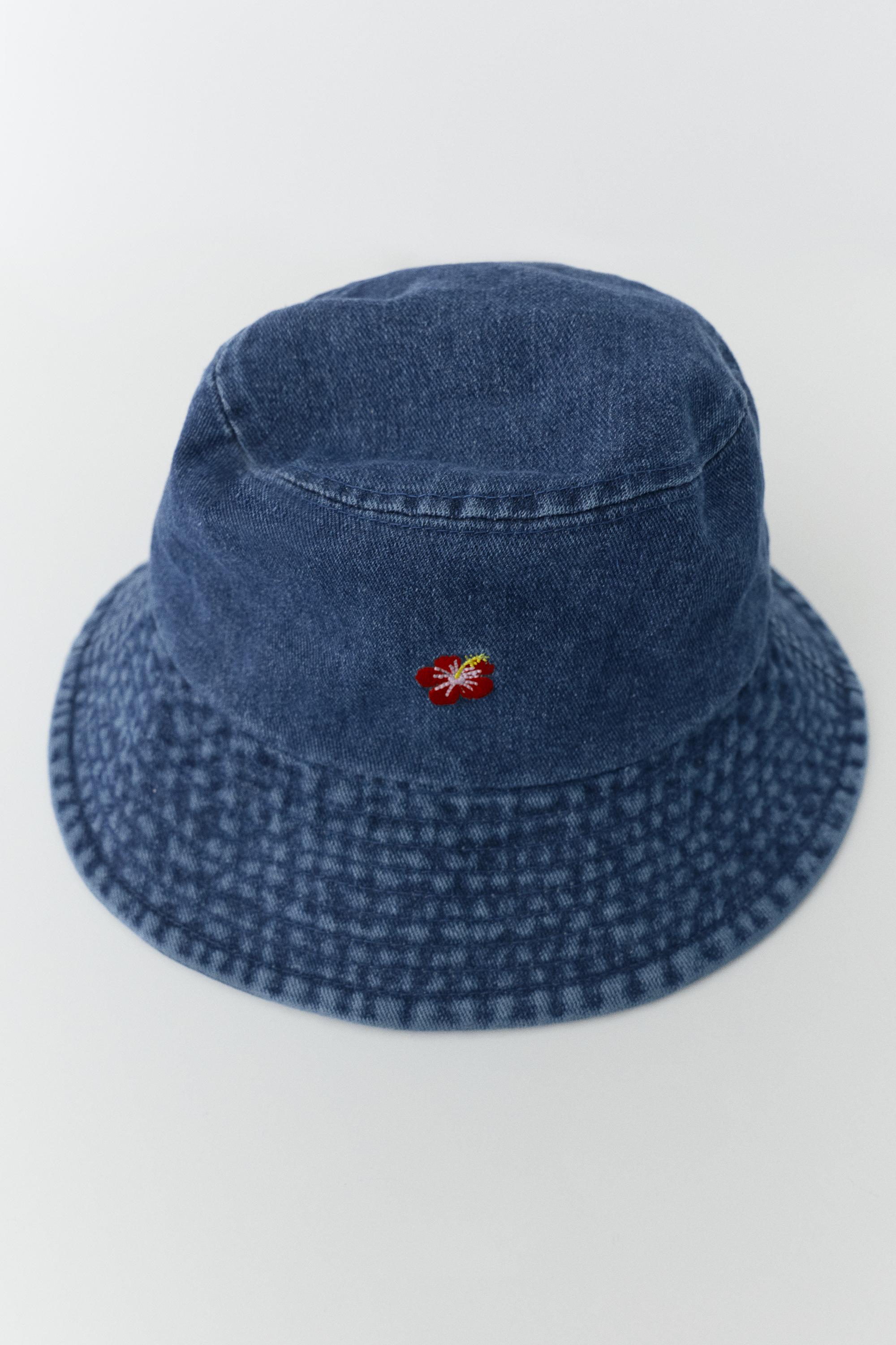 İşlemeli denim bucket şapka - Görsel 7