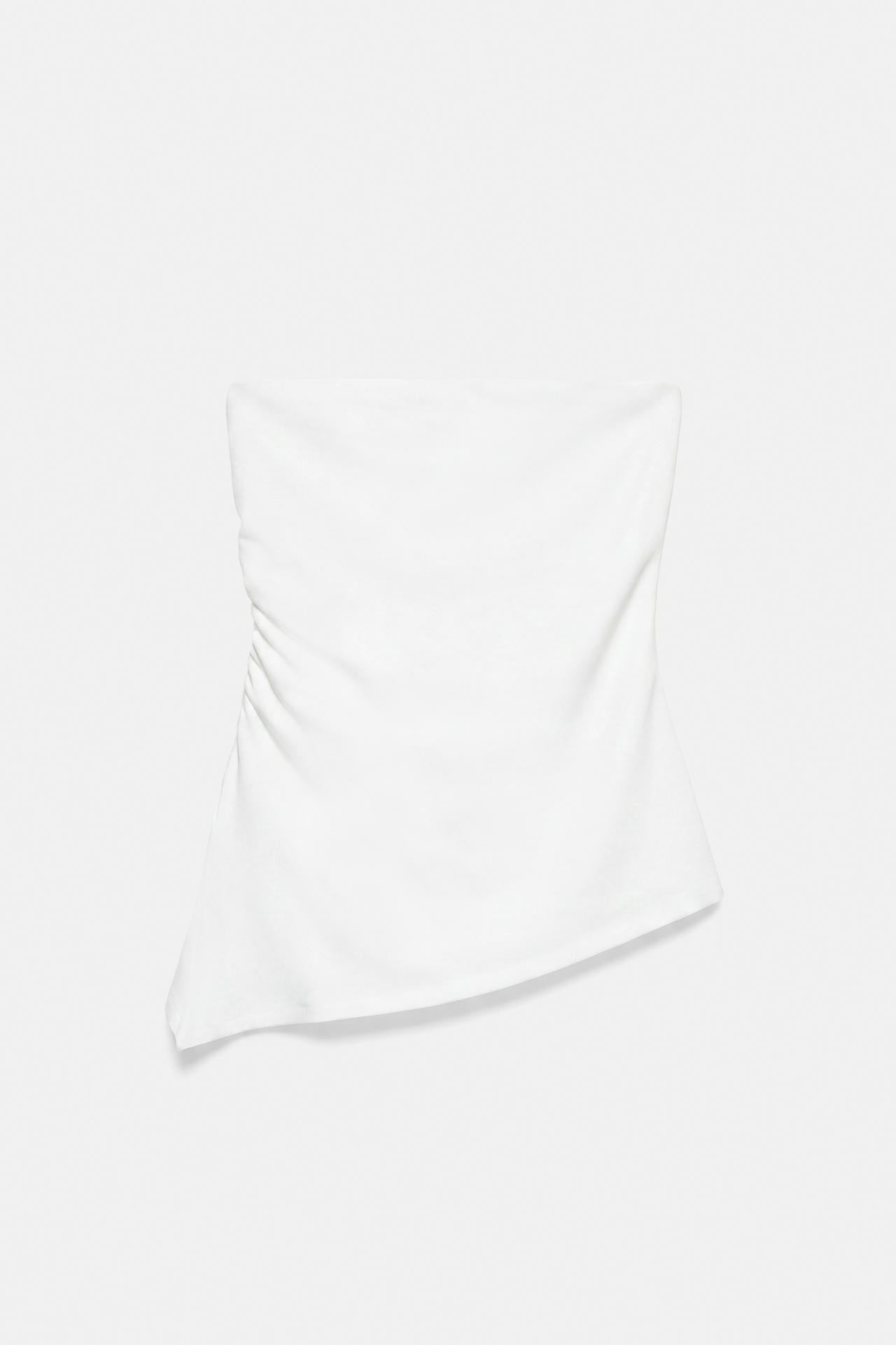 Asymmetric bandeau top — White