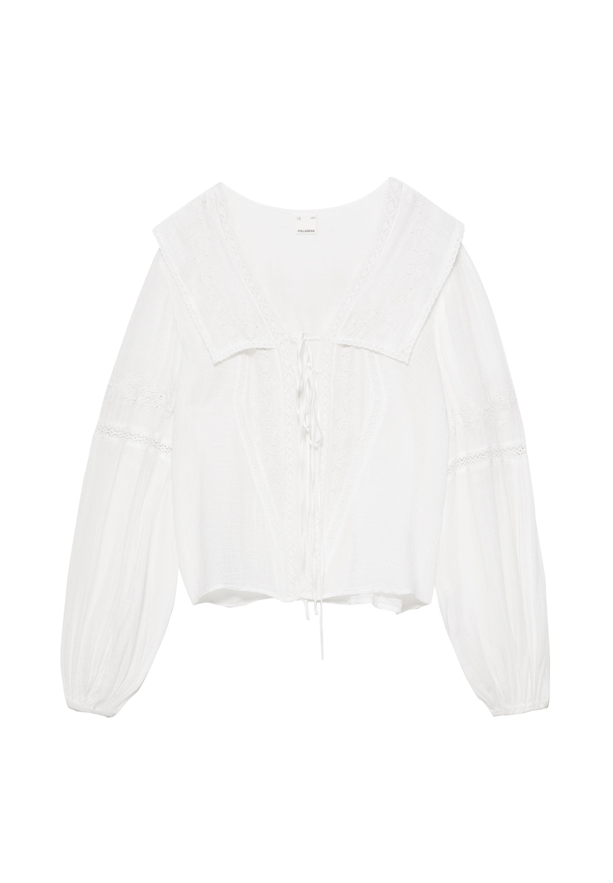 White lace trim blouse — White