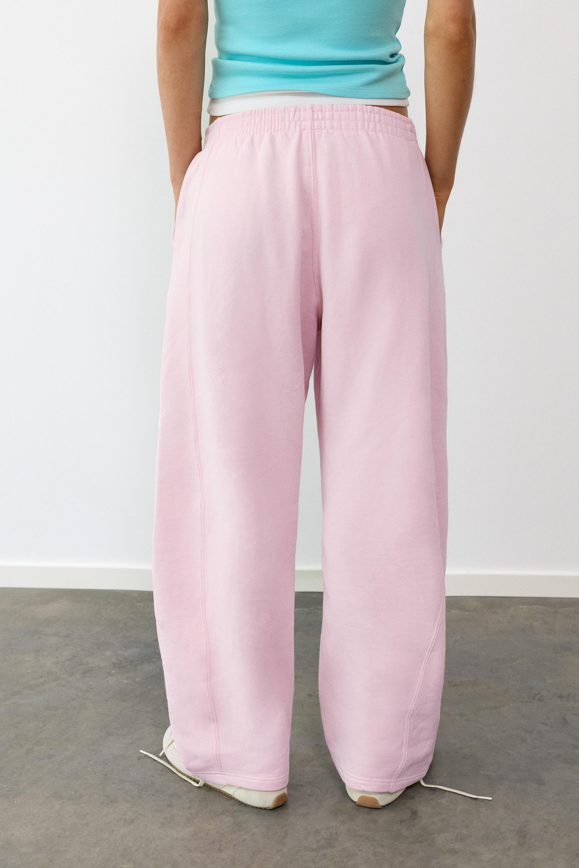Barrel-leg joggers — Pastel pink
