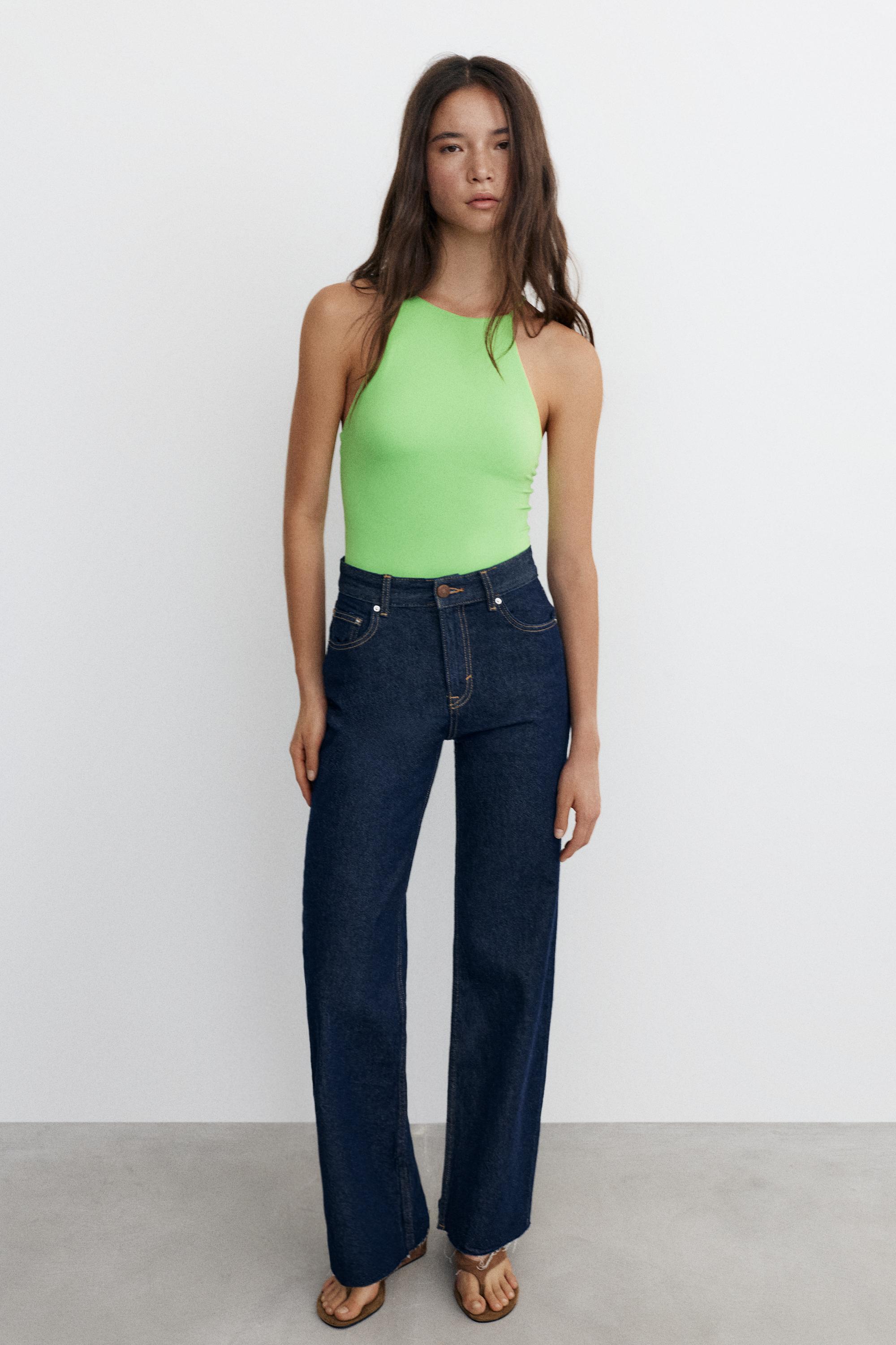 Halter strappy bodysuit — Apple green