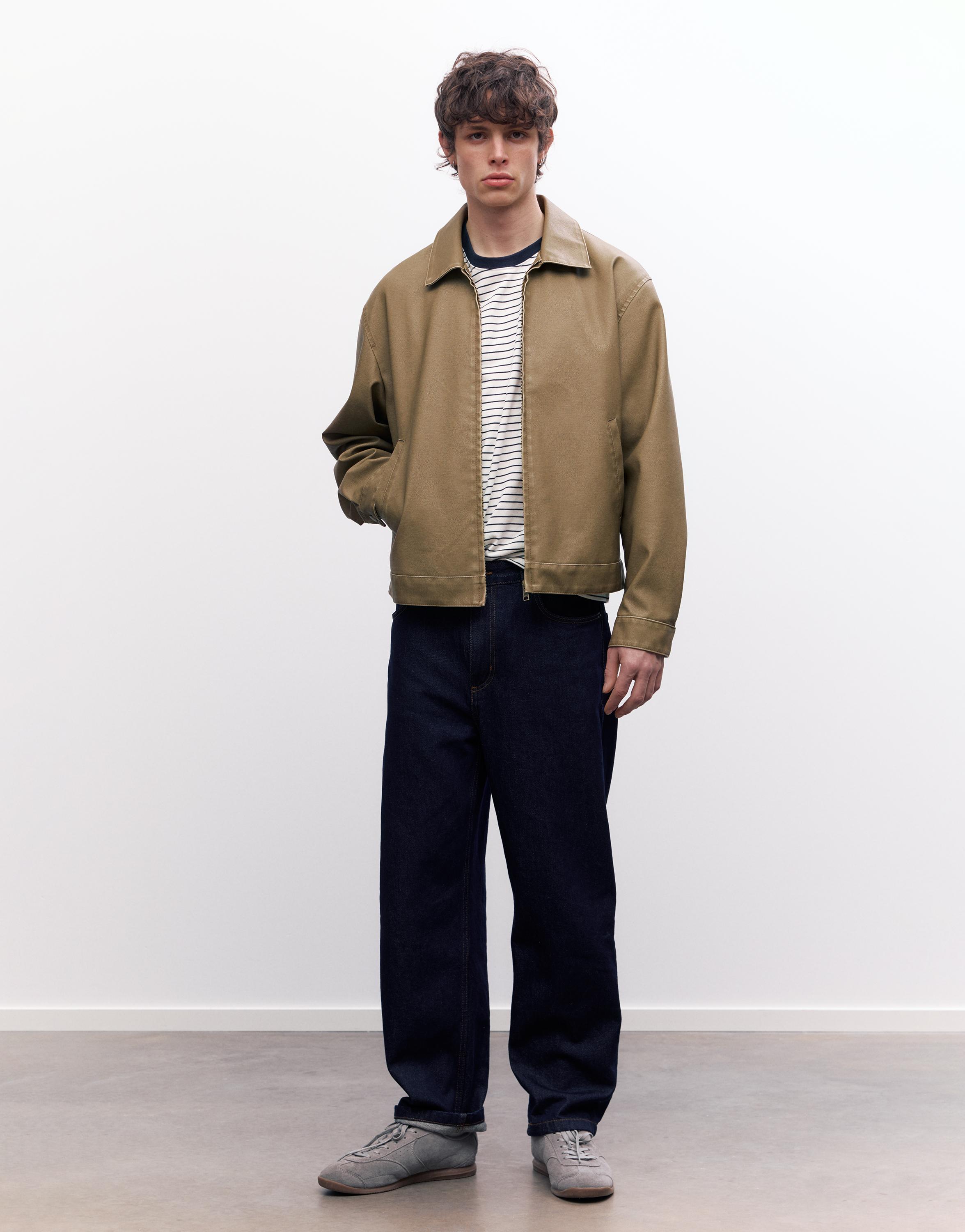 Washed faux leather jacket — Ocher