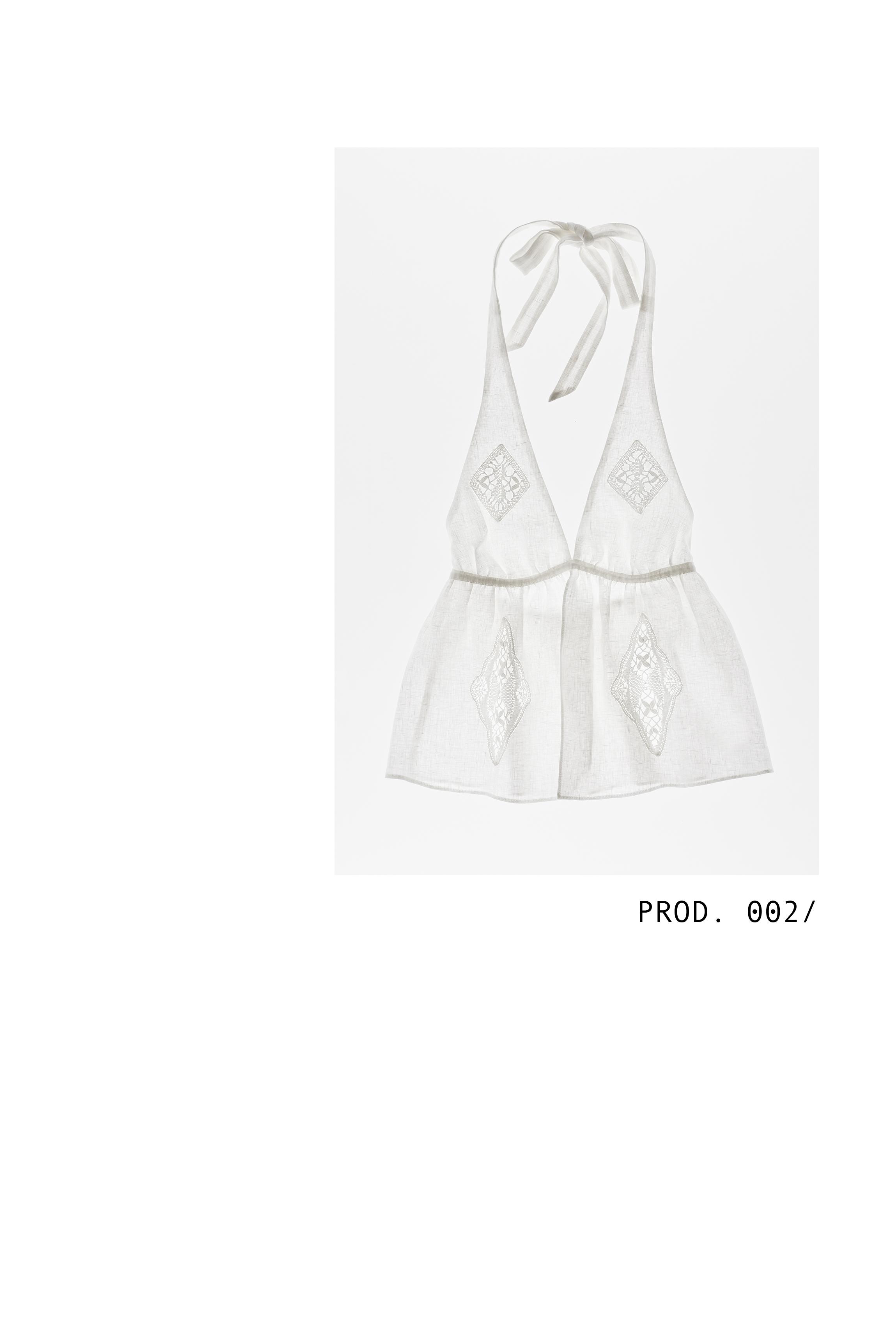 Encaixe de Camariñas x Pull&Bear 100% linen halter top — Off white