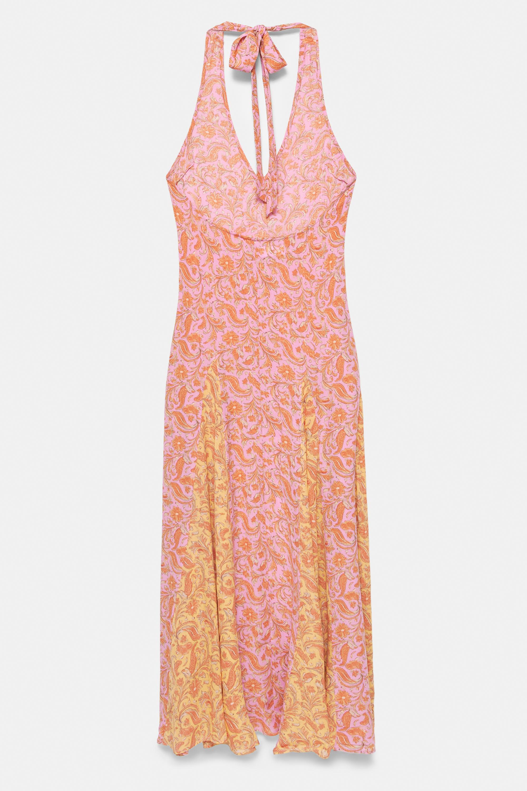 Printed halter midi dress — Pink