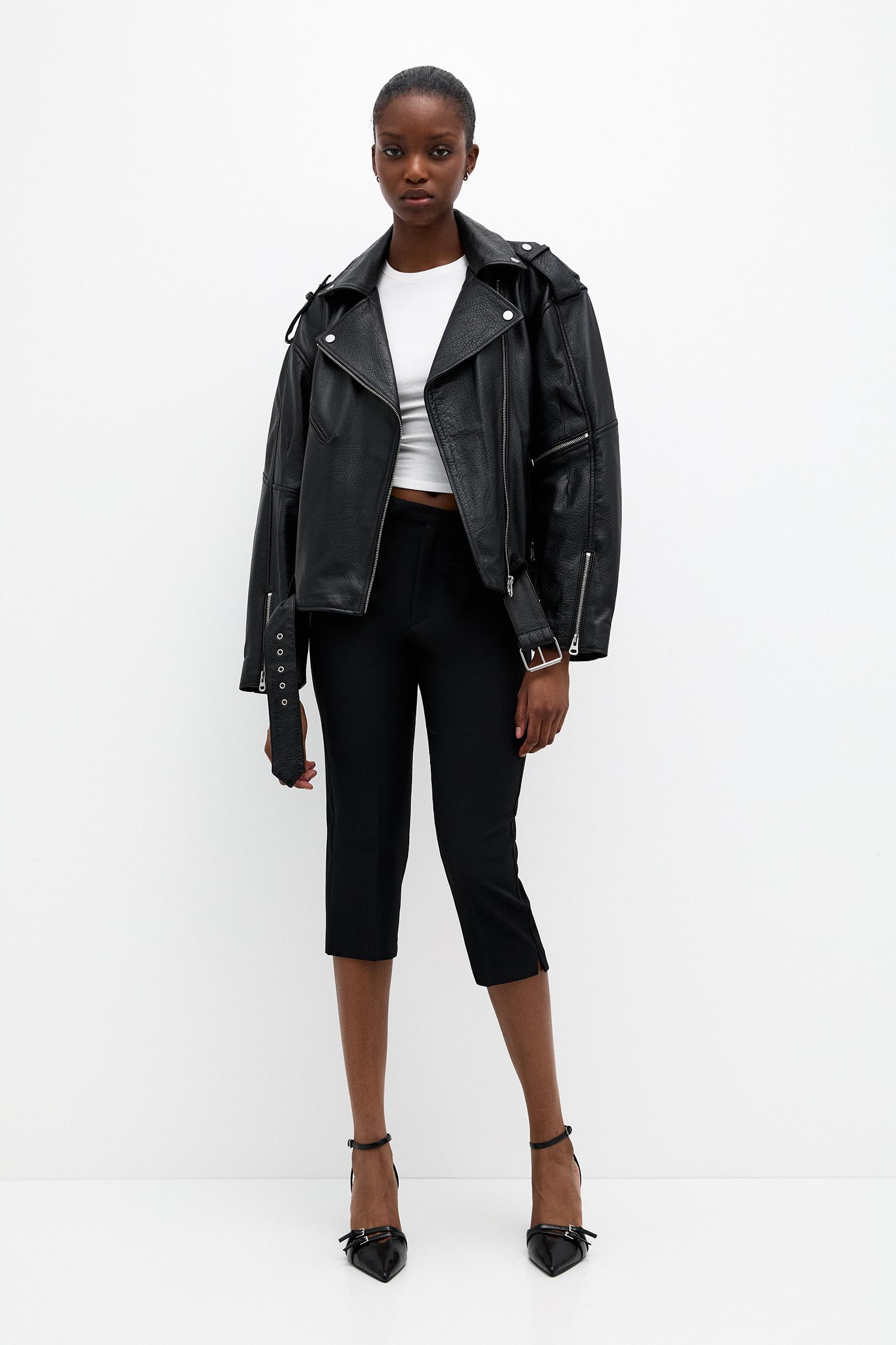 Pull and bear leather jacket womens best sale