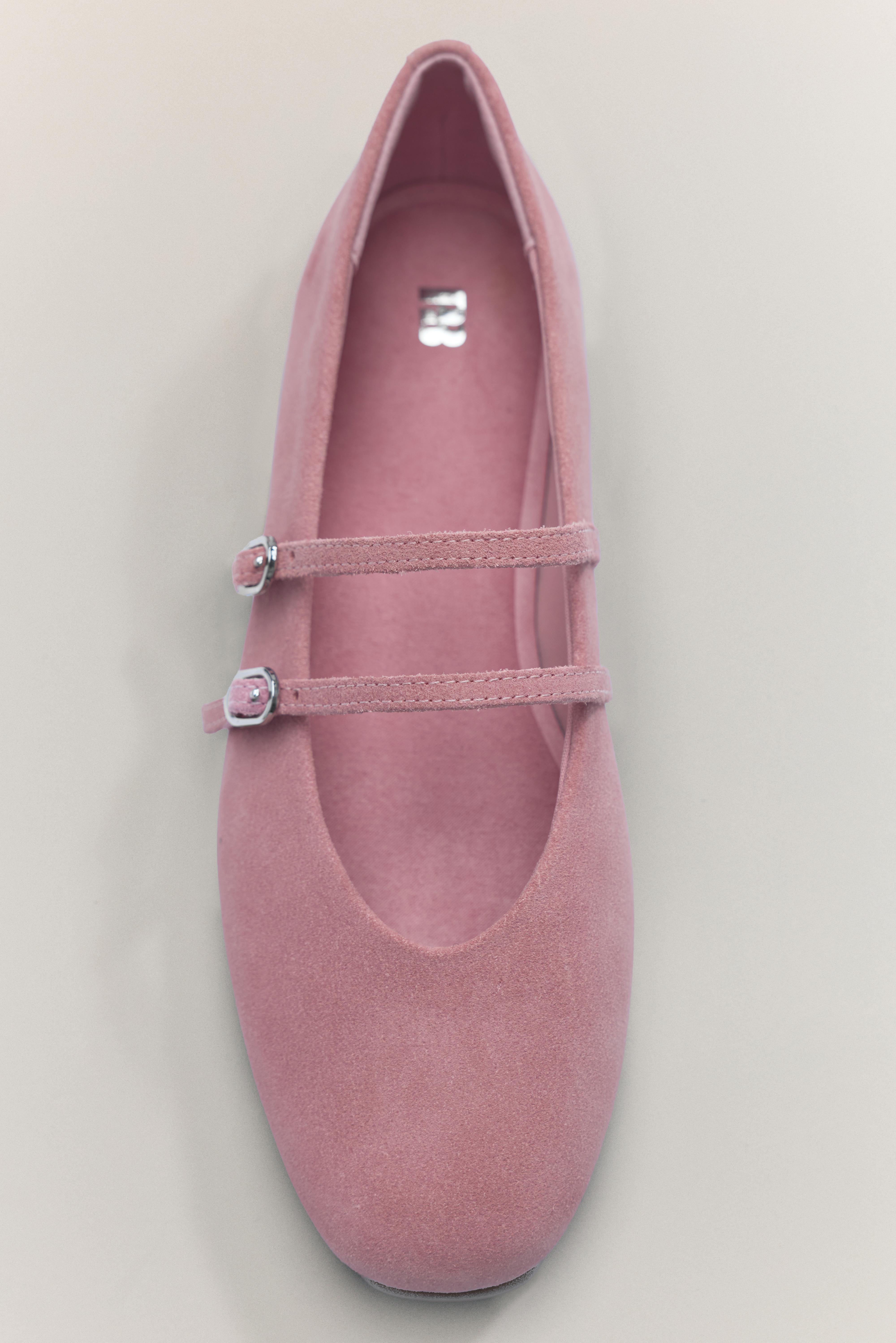Leather strap ballerinas — Pink