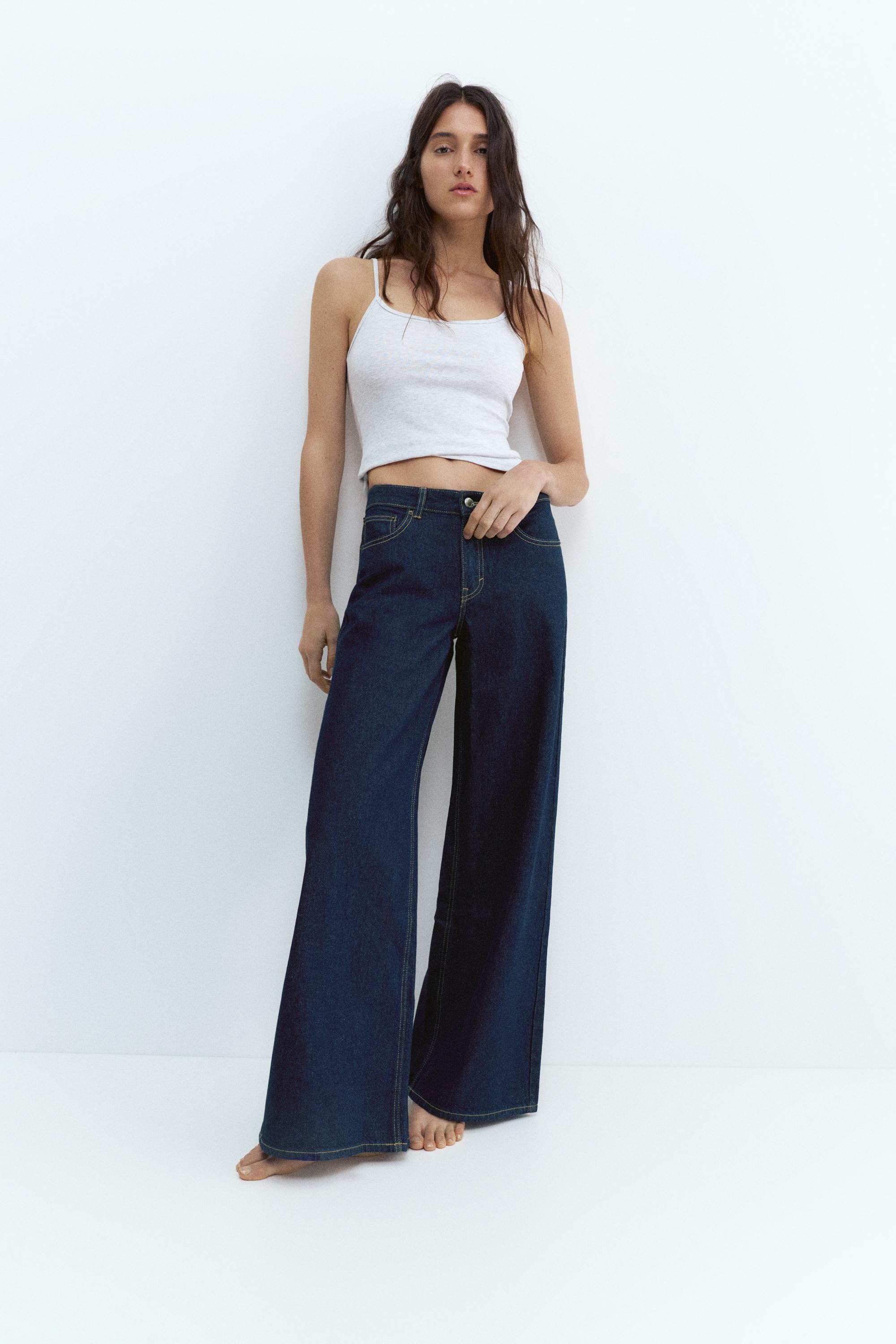 Jeans Mit Weitem Bein Und Tiefer Bund