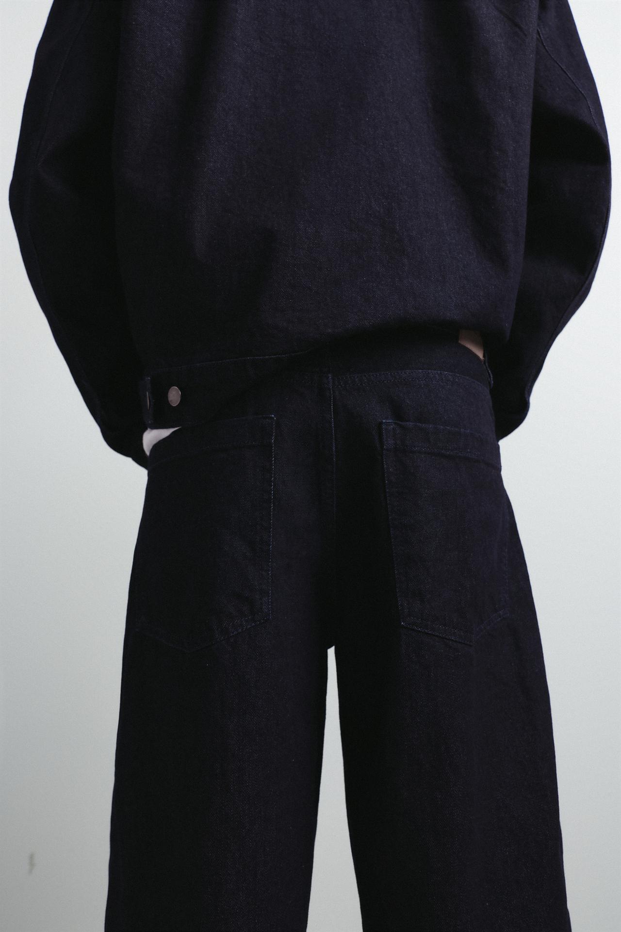 Front seam barrel jeans — Navy