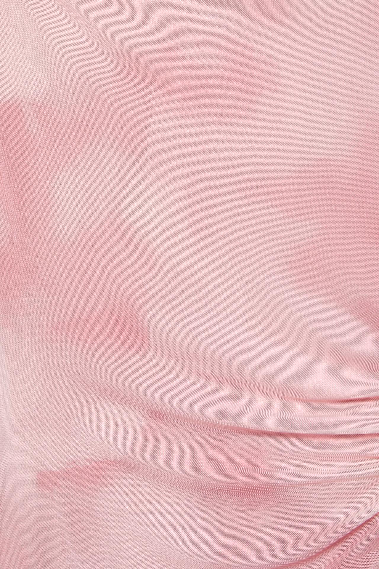 Asymmetric tulle midi dress — Dusty pink