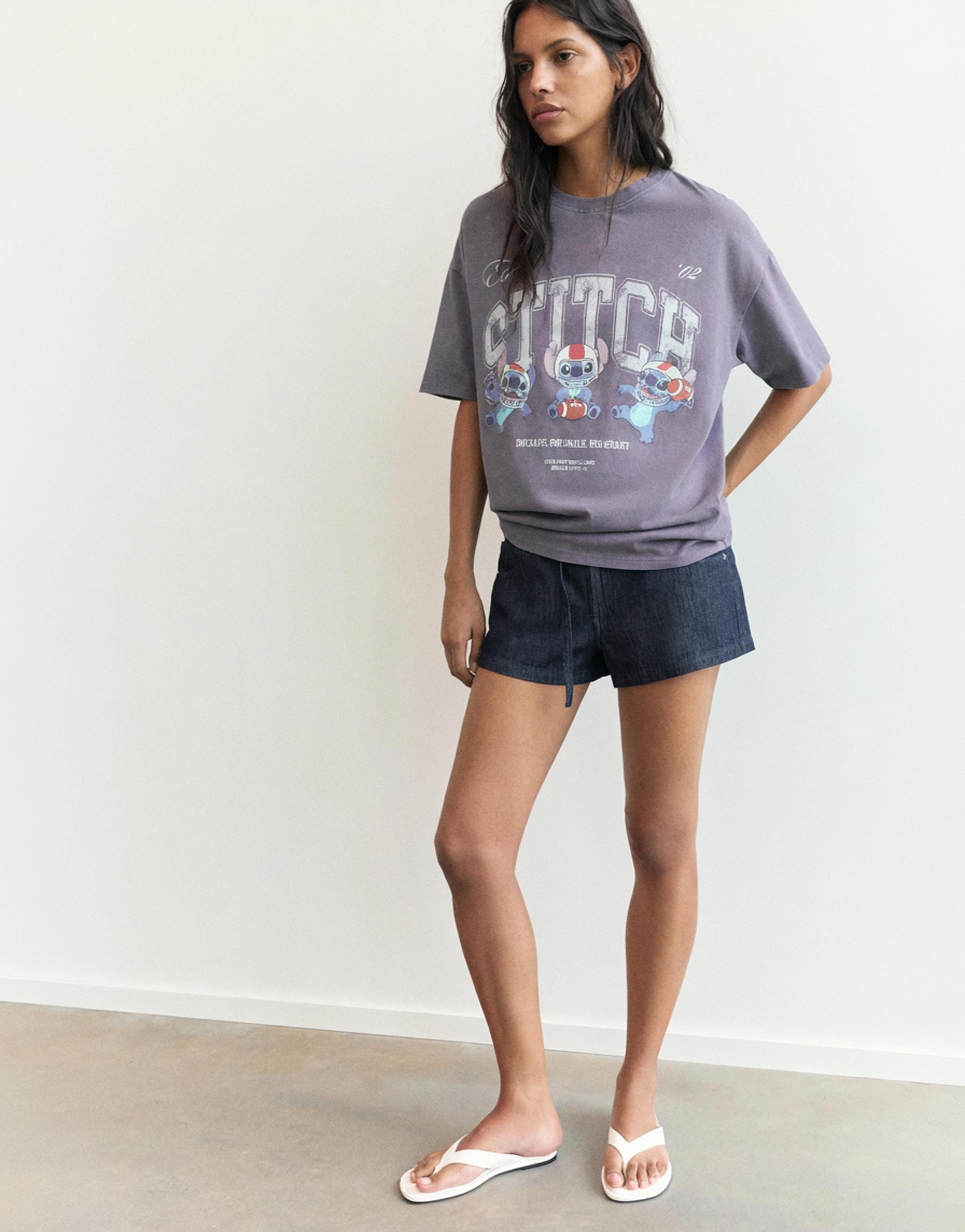 Lilo & Stitch cropped T-shirt — Faded black