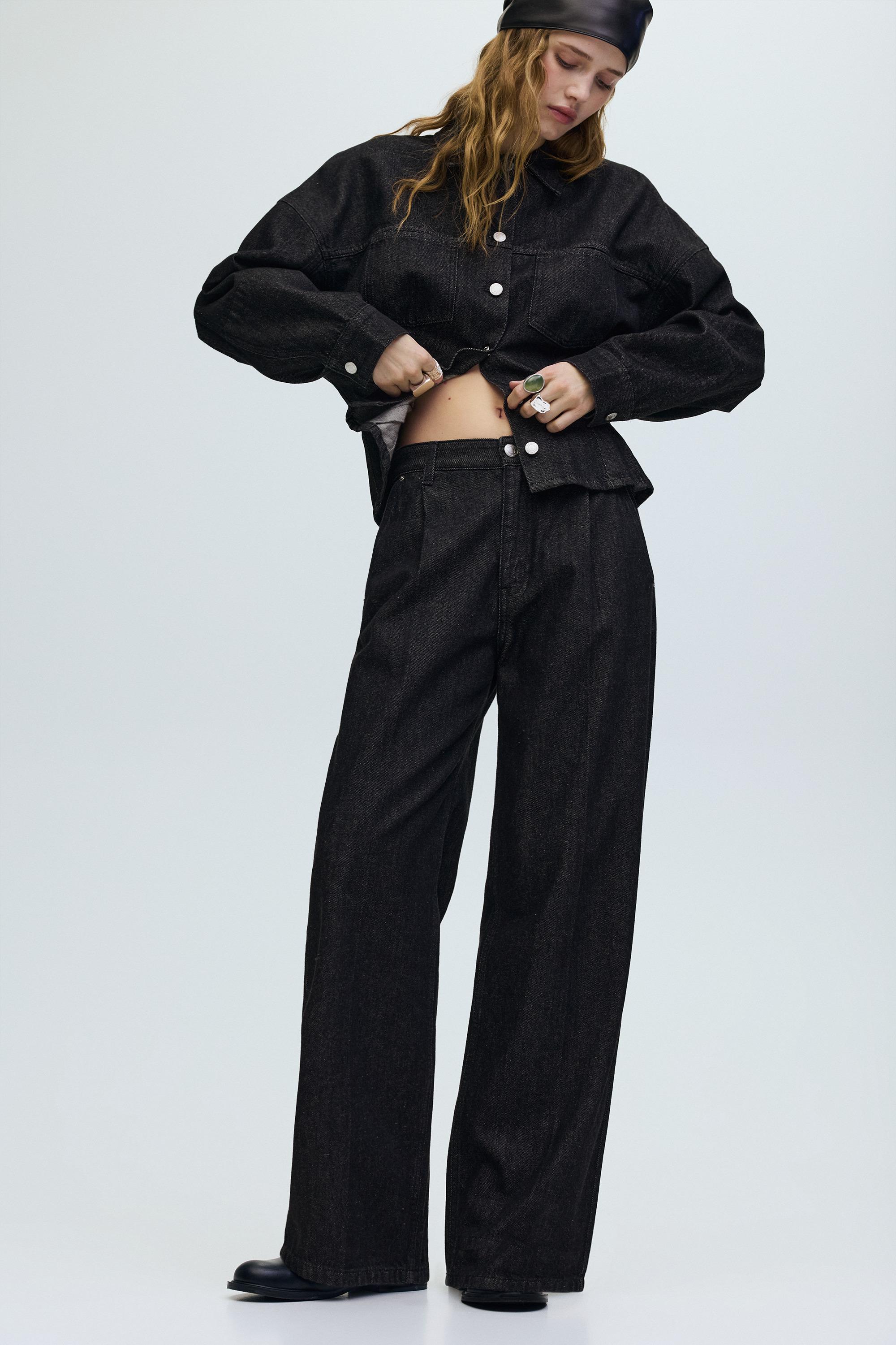Relaxed fit wide-leg jeans — Black