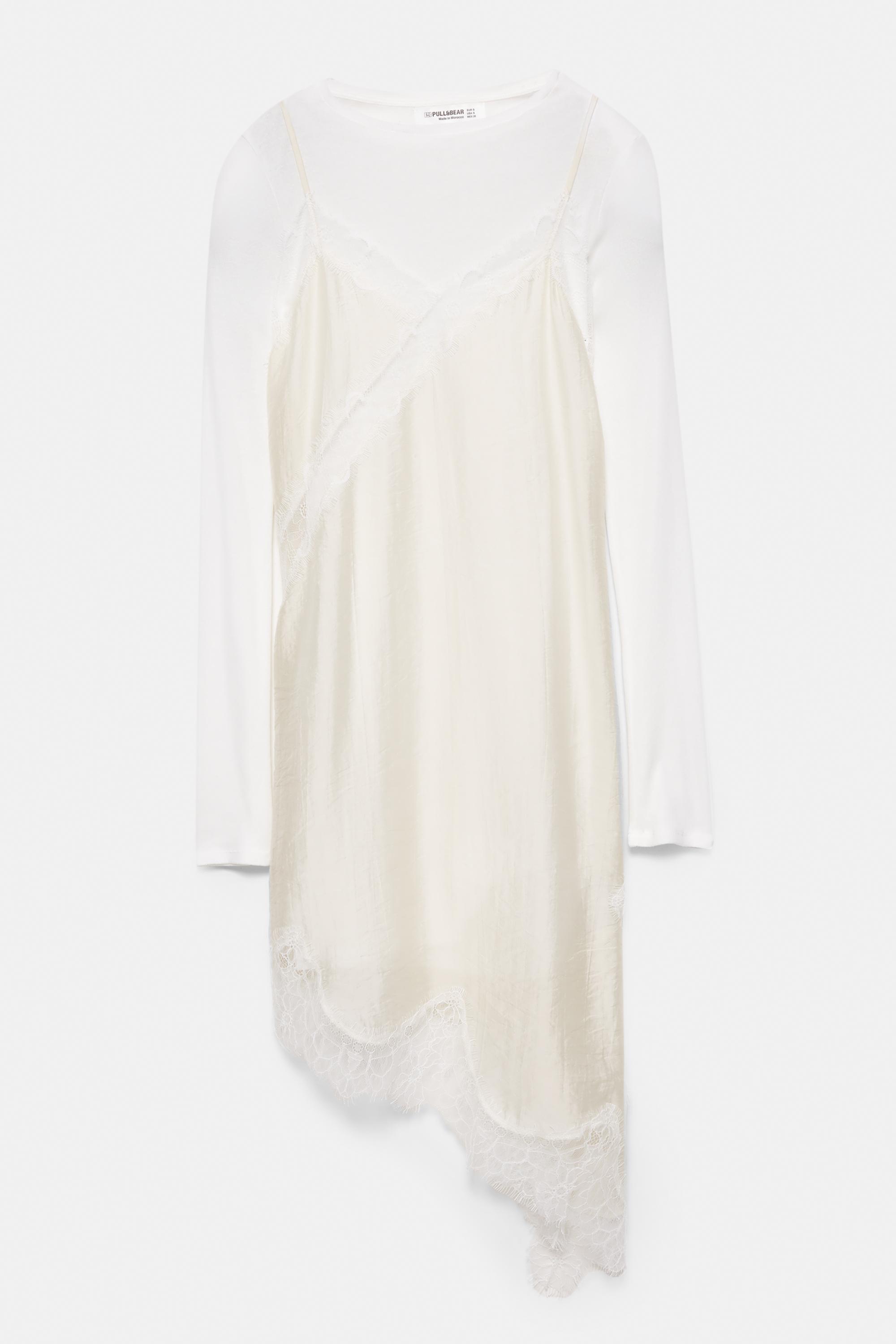 Combined camisole dress — Ecru