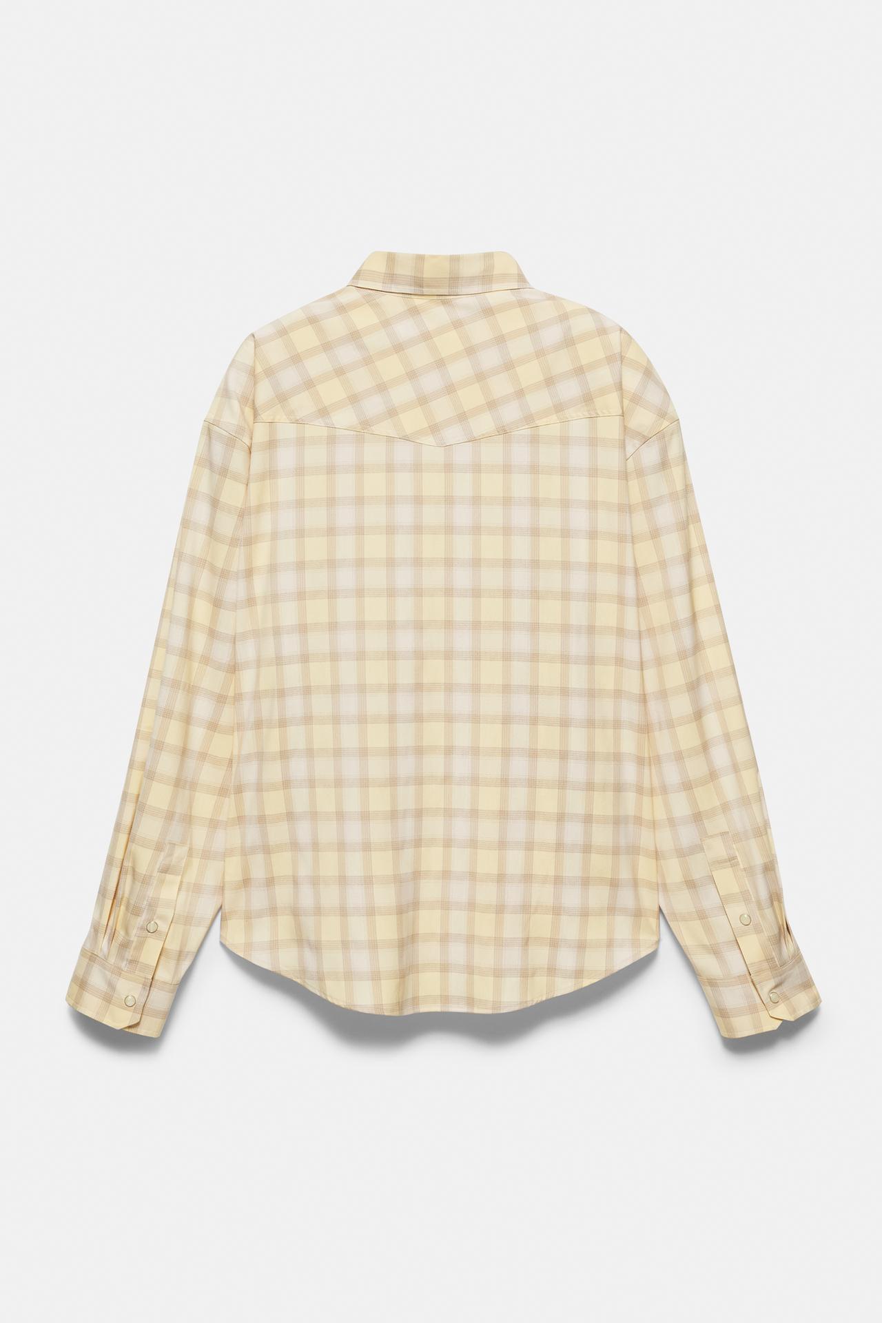 Long sleeve check shirt with pockets — Vanilla