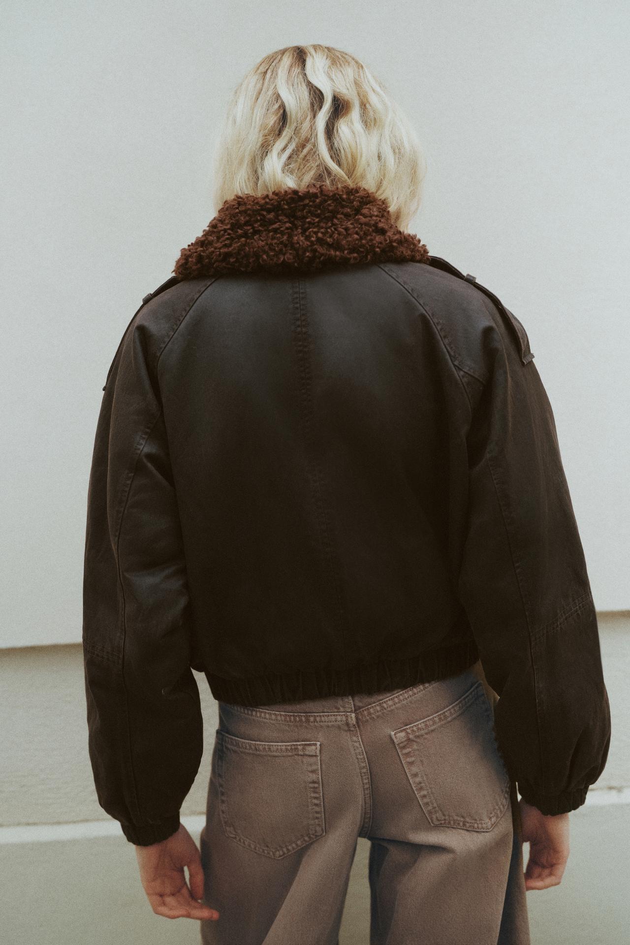 Waxed bomber jacket — Dark brown