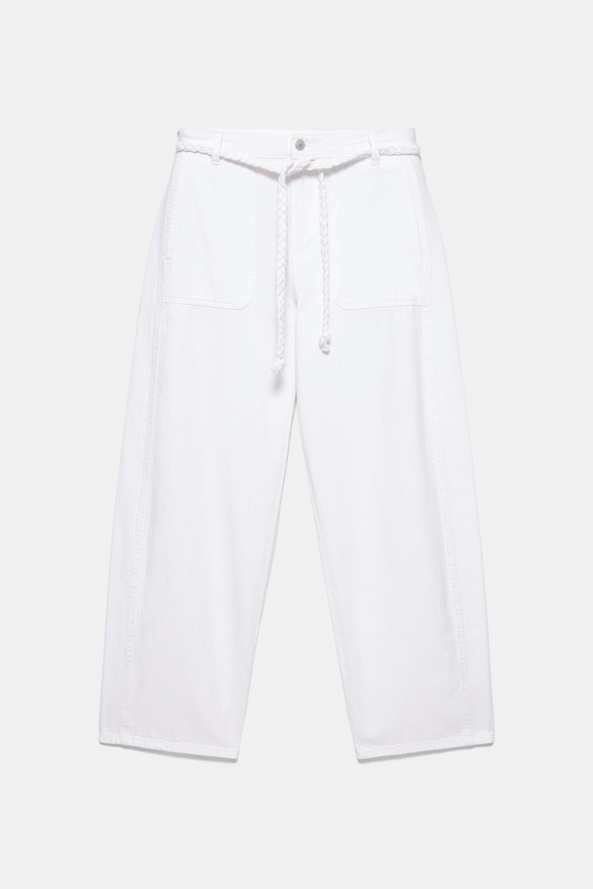 Balloon jeans with drawstring — White