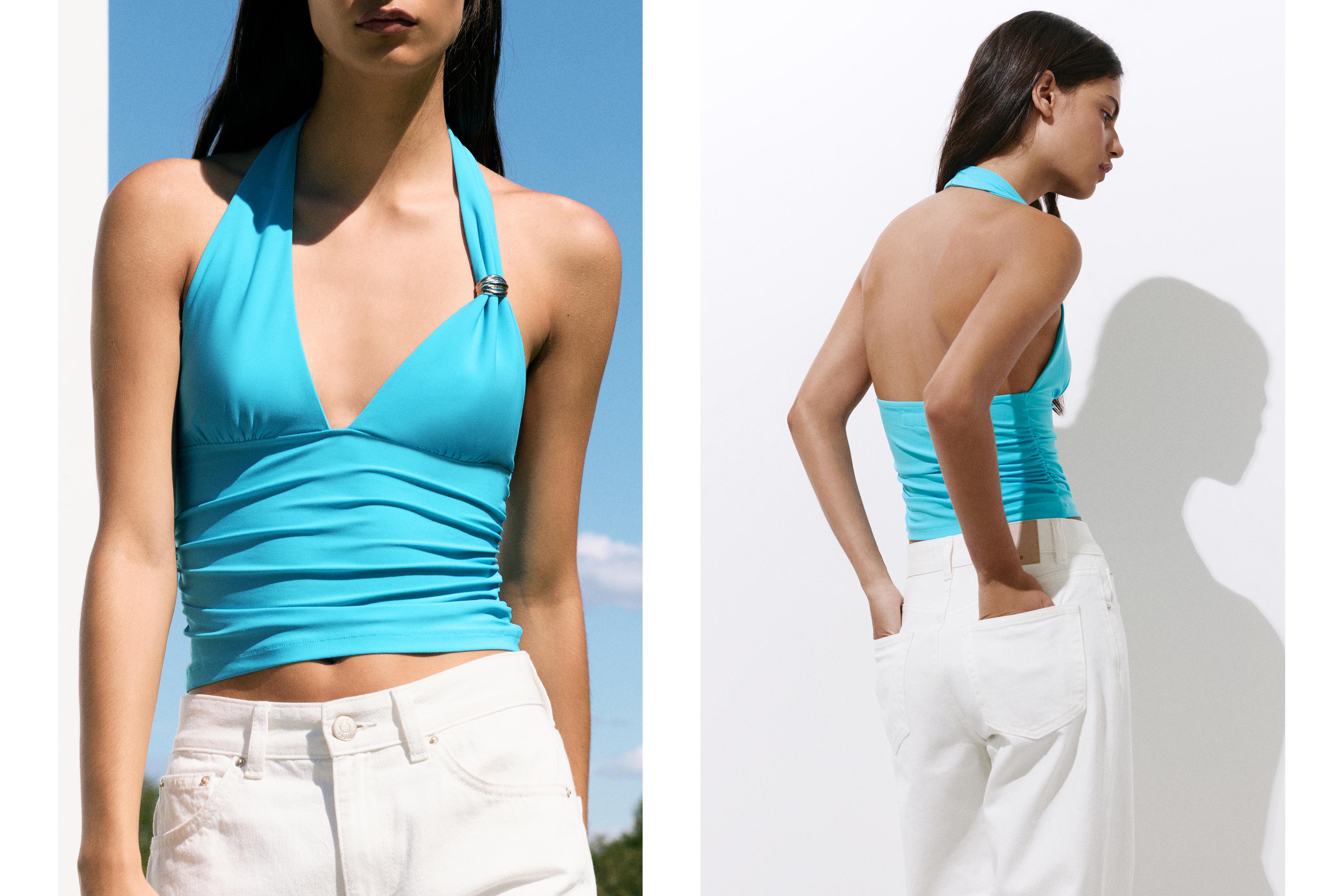Halter top with metal detail — Turquoise