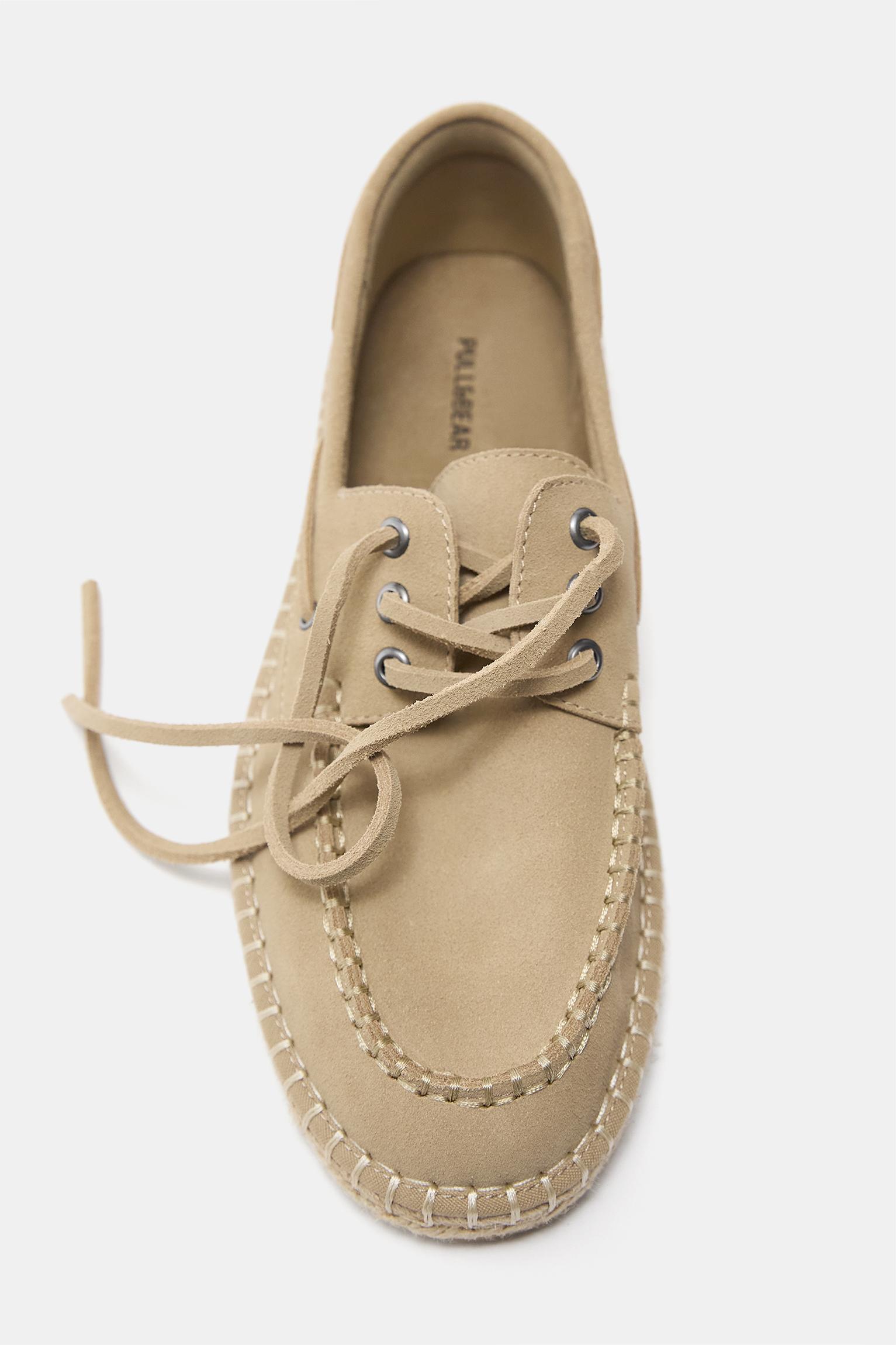Leather jute boat shoes — Ecru