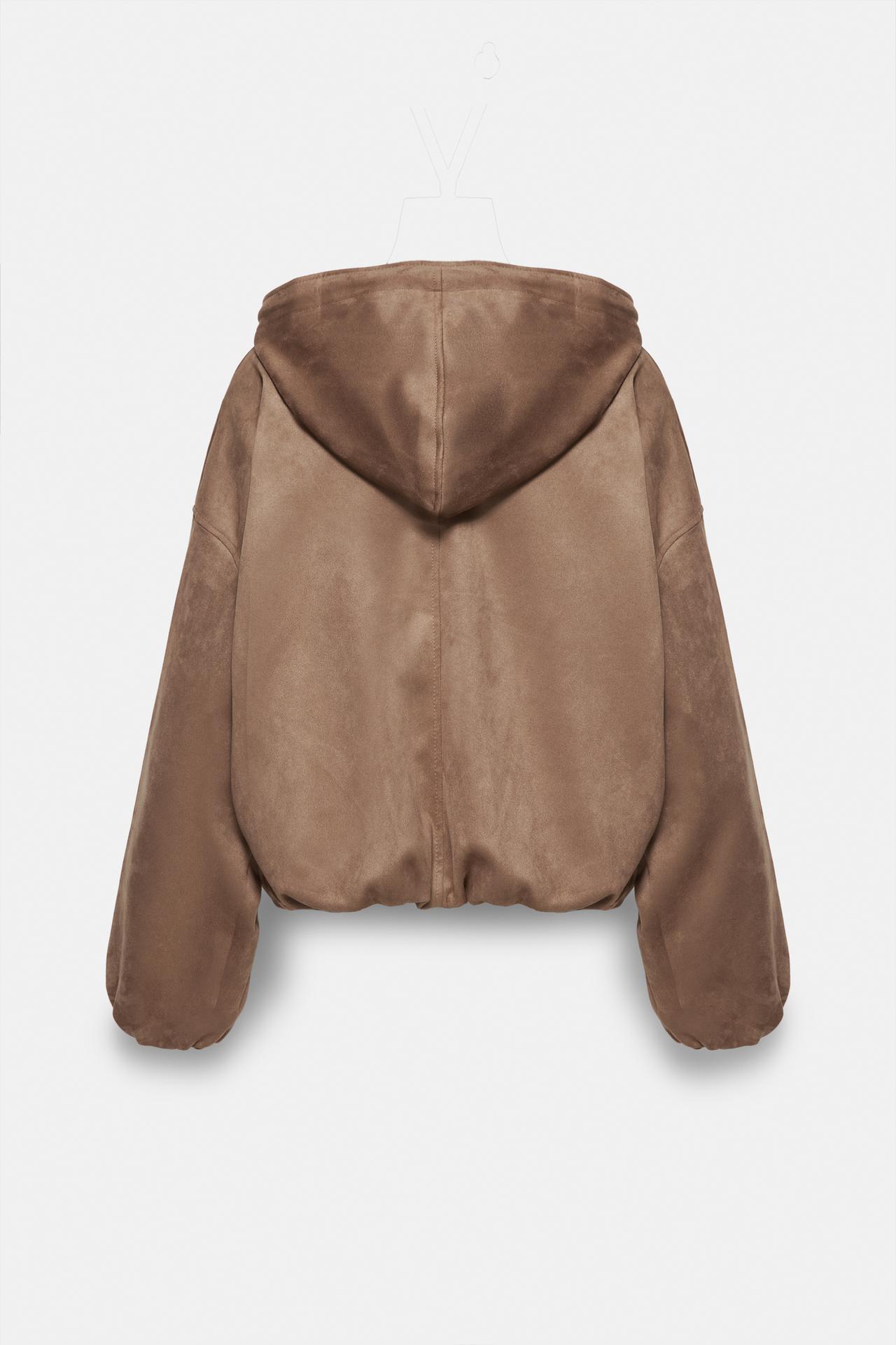 Faux suede bomber jacket — Mink