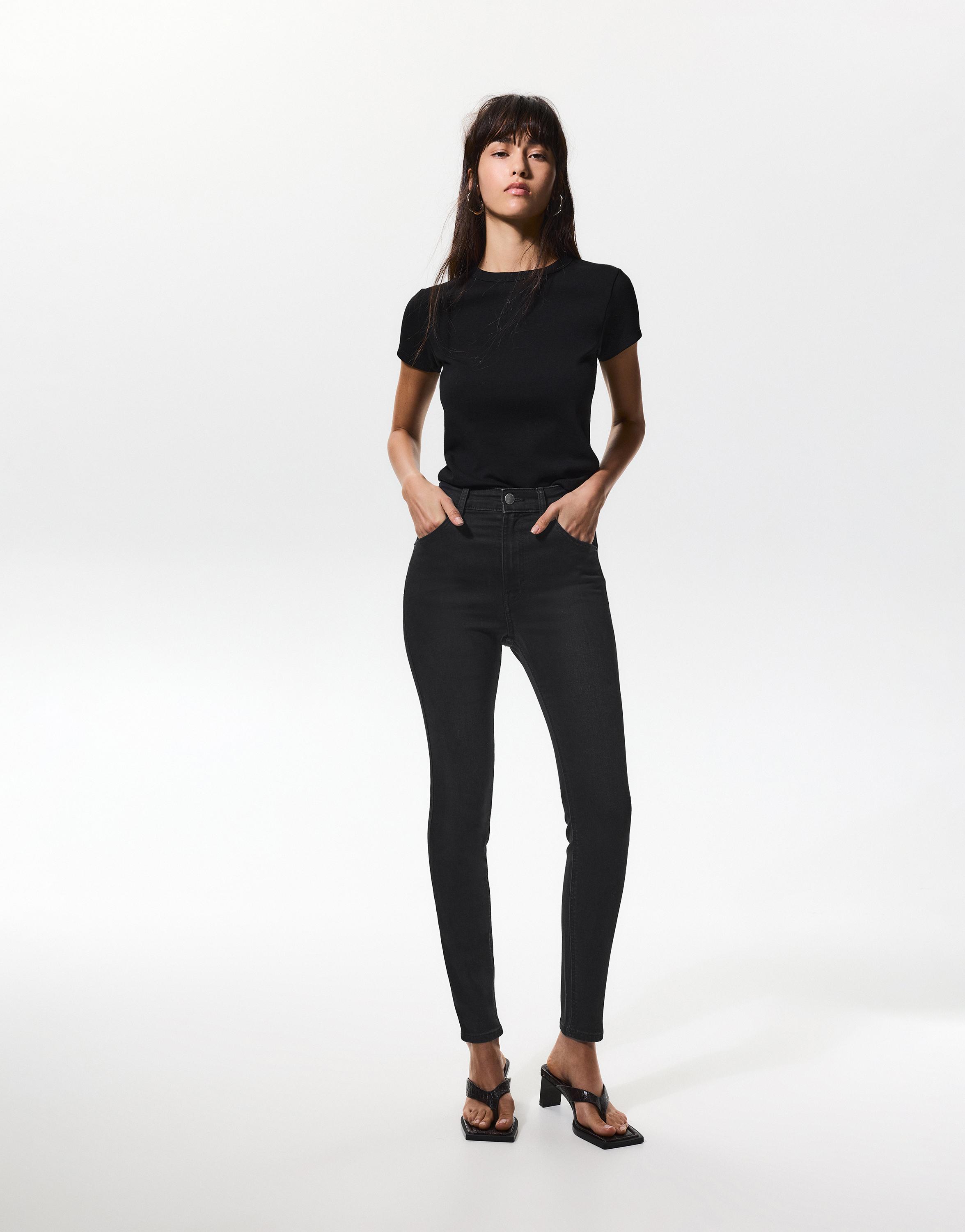High-waist skinny jeans — Black