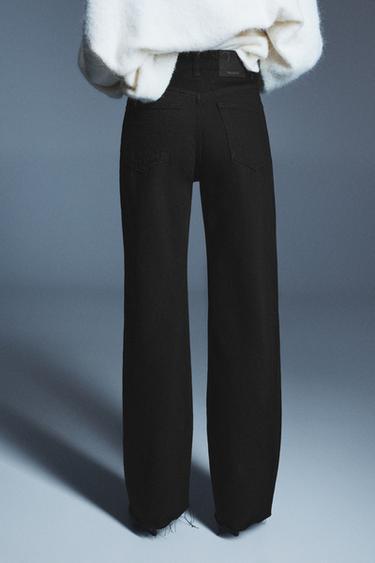 High-waist wide straight-leg jeans — Black marl 2